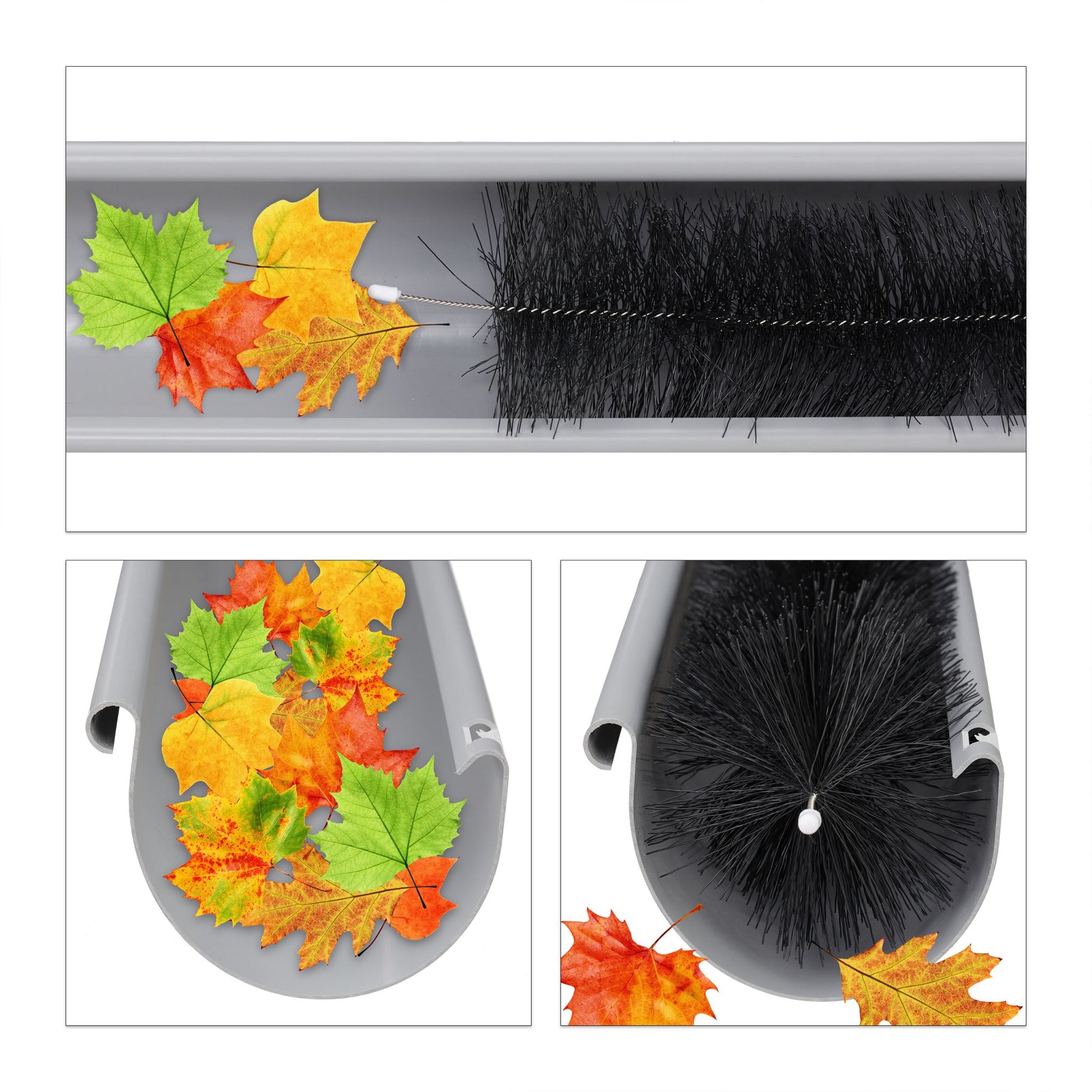 Dachrinnenbürste 12cm 10er-Set Schwarz von Relaxdays