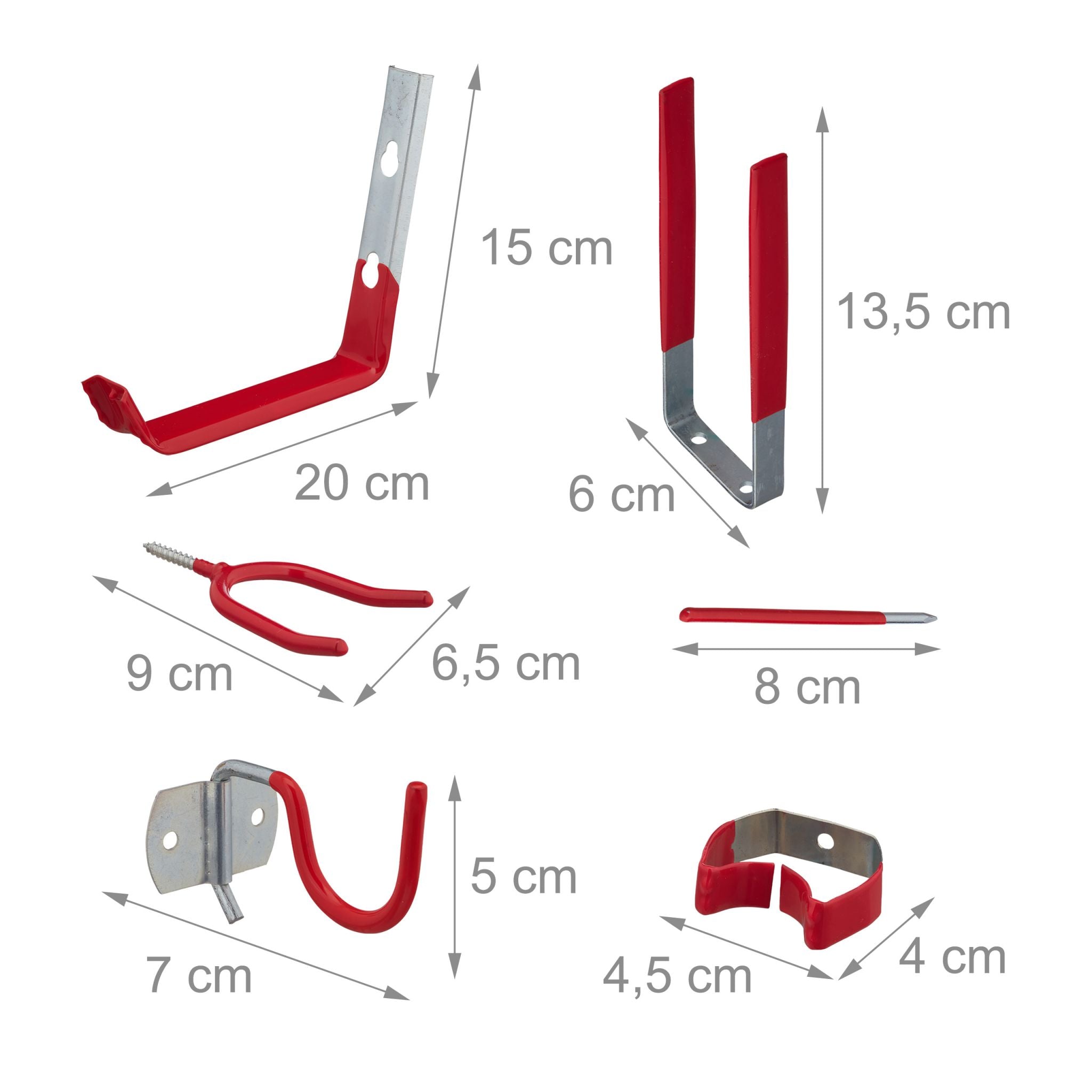 Wandhaken 32er-Set Rot-Silber von Relaxdays