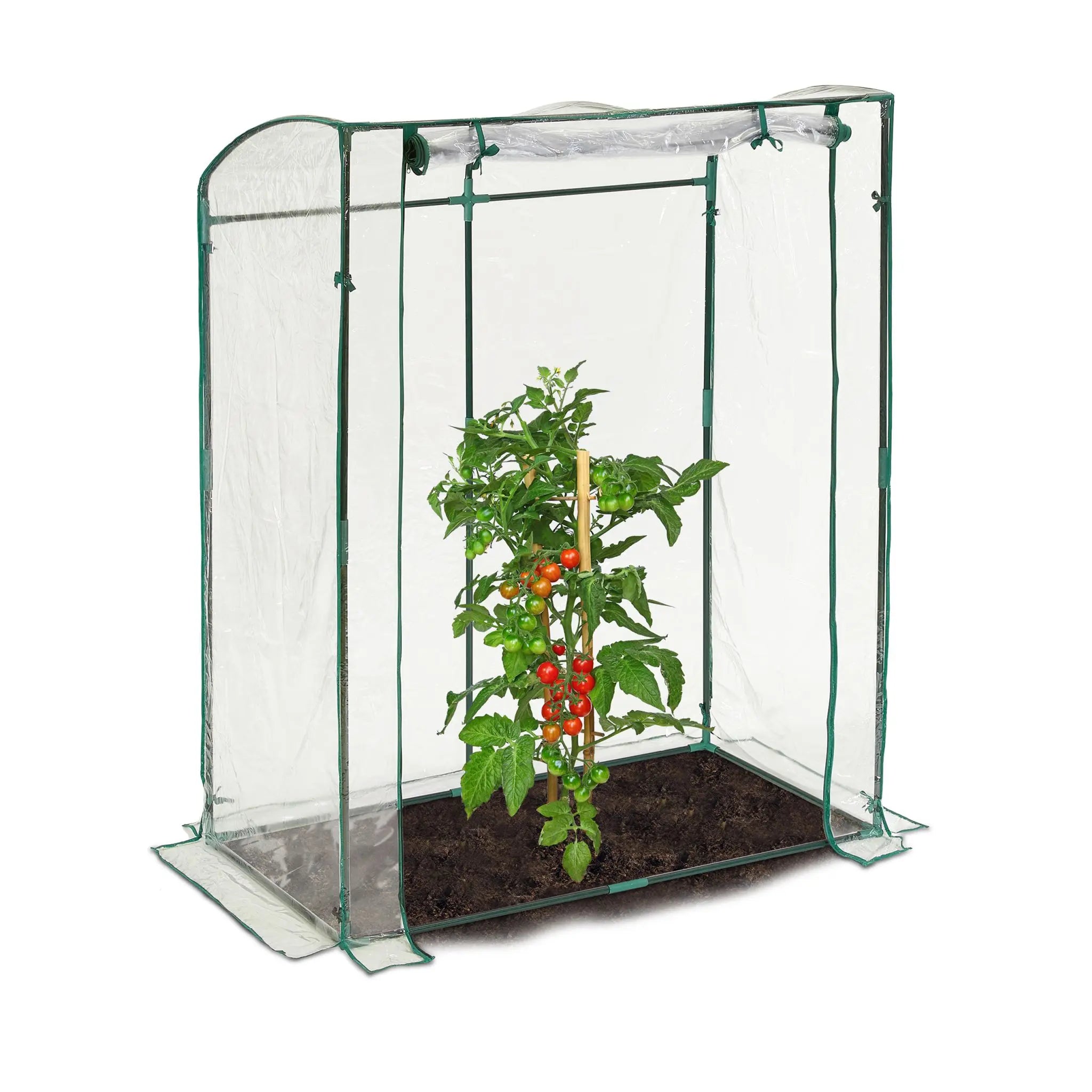 Tomatengewächshaus mit PVC-Folie Dunkelgrün-Transparent von Relaxdays