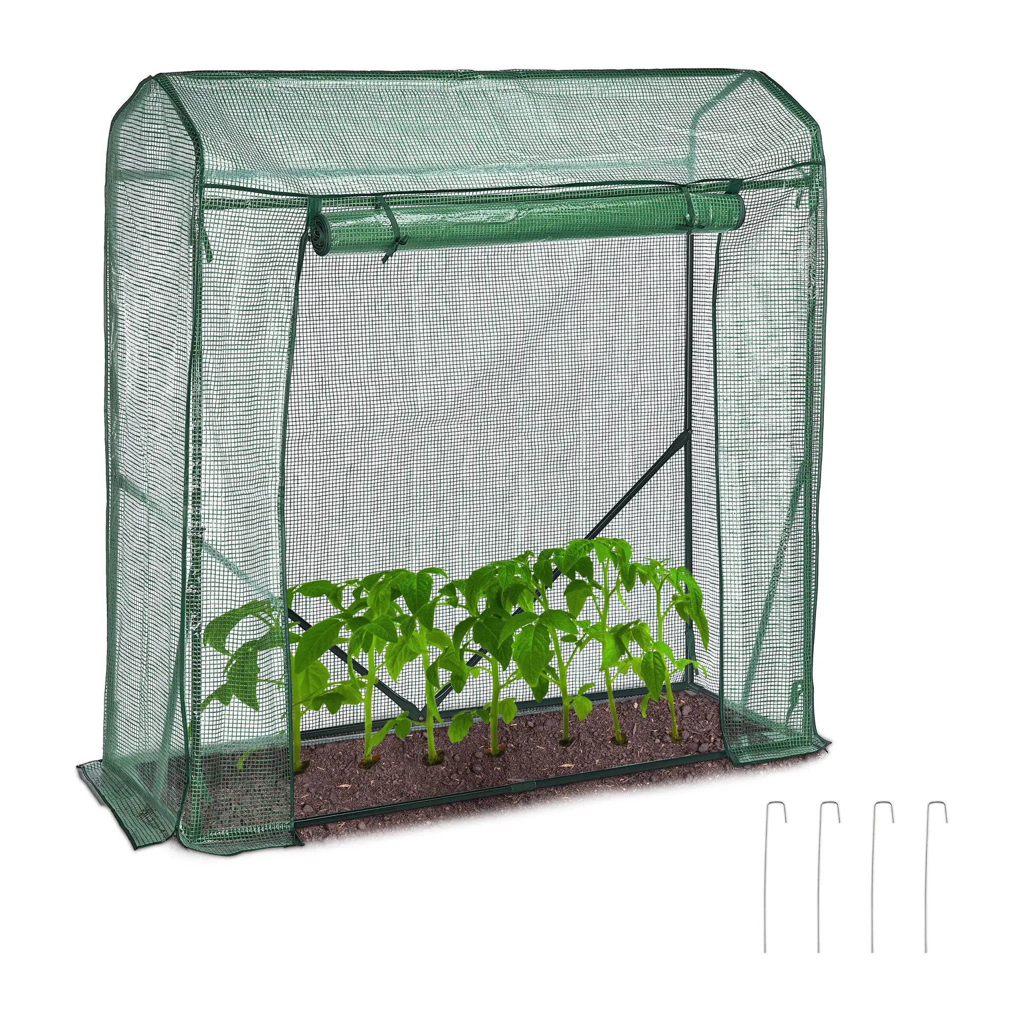 Tomaten Gewächshaus mit PE-Folie Dunkelgrün-Grün von Relaxdays