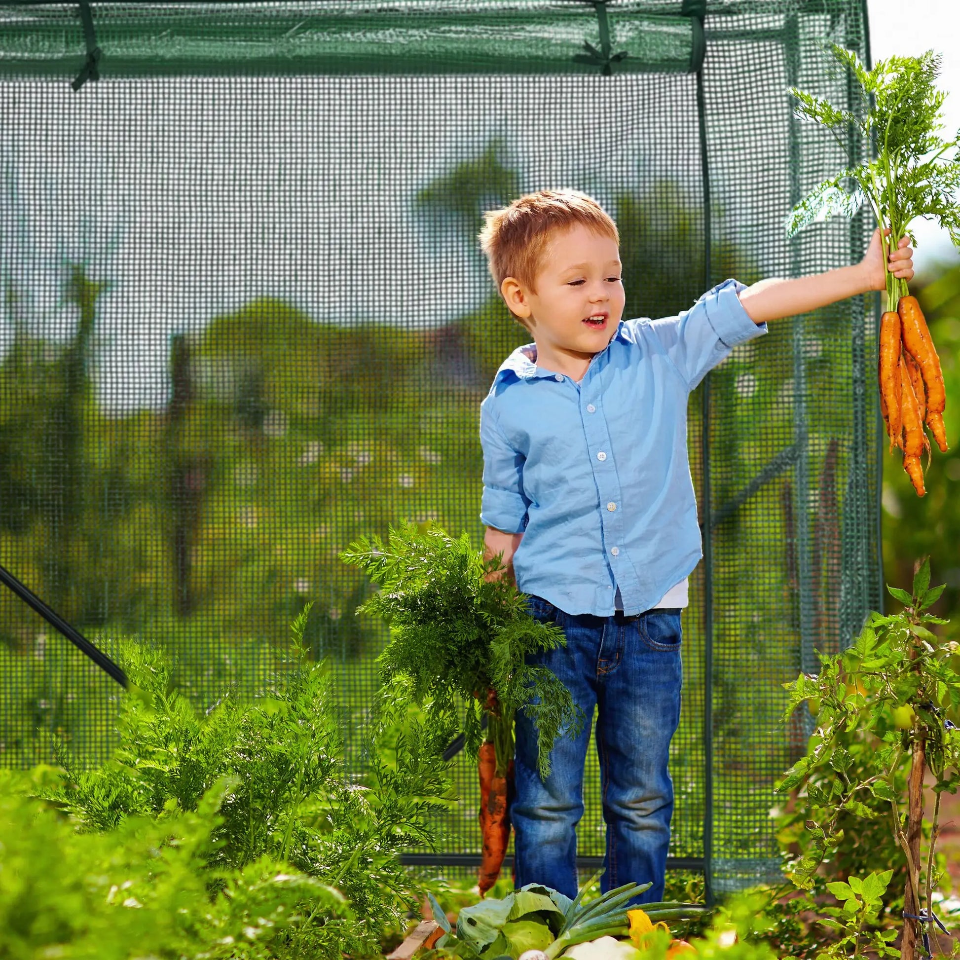 Tomaten Gewächshaus mit PE-Folie Dunkelgrün-Grün von Relaxdays