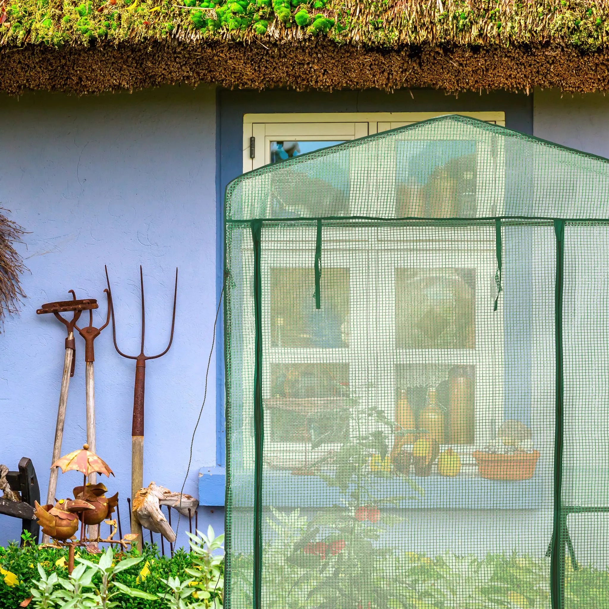 Foliengewächshaus mit Ablage Grün von Relaxdays