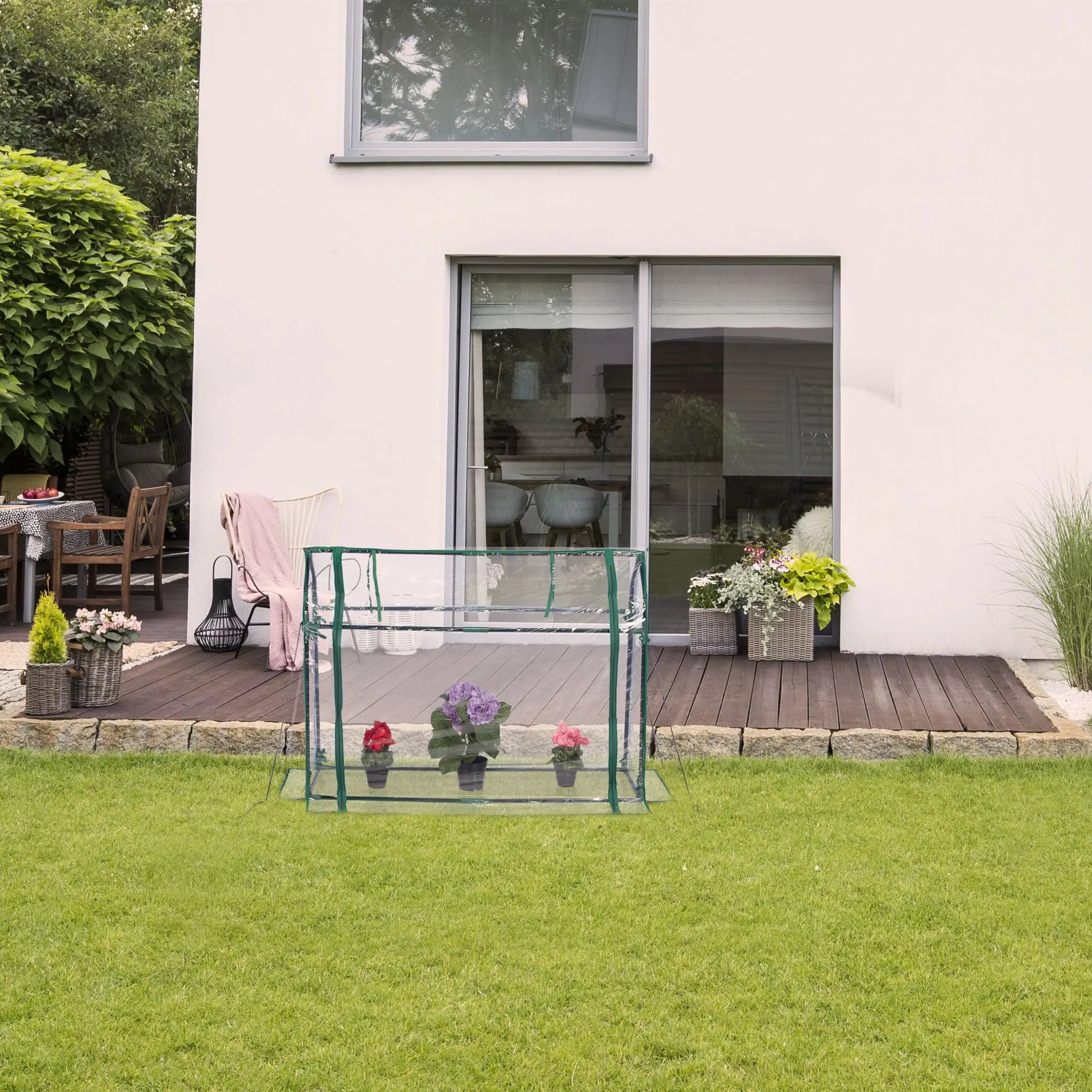 Foliengewächshaus PVC Dunkelgrün-Transparent von Relaxdays