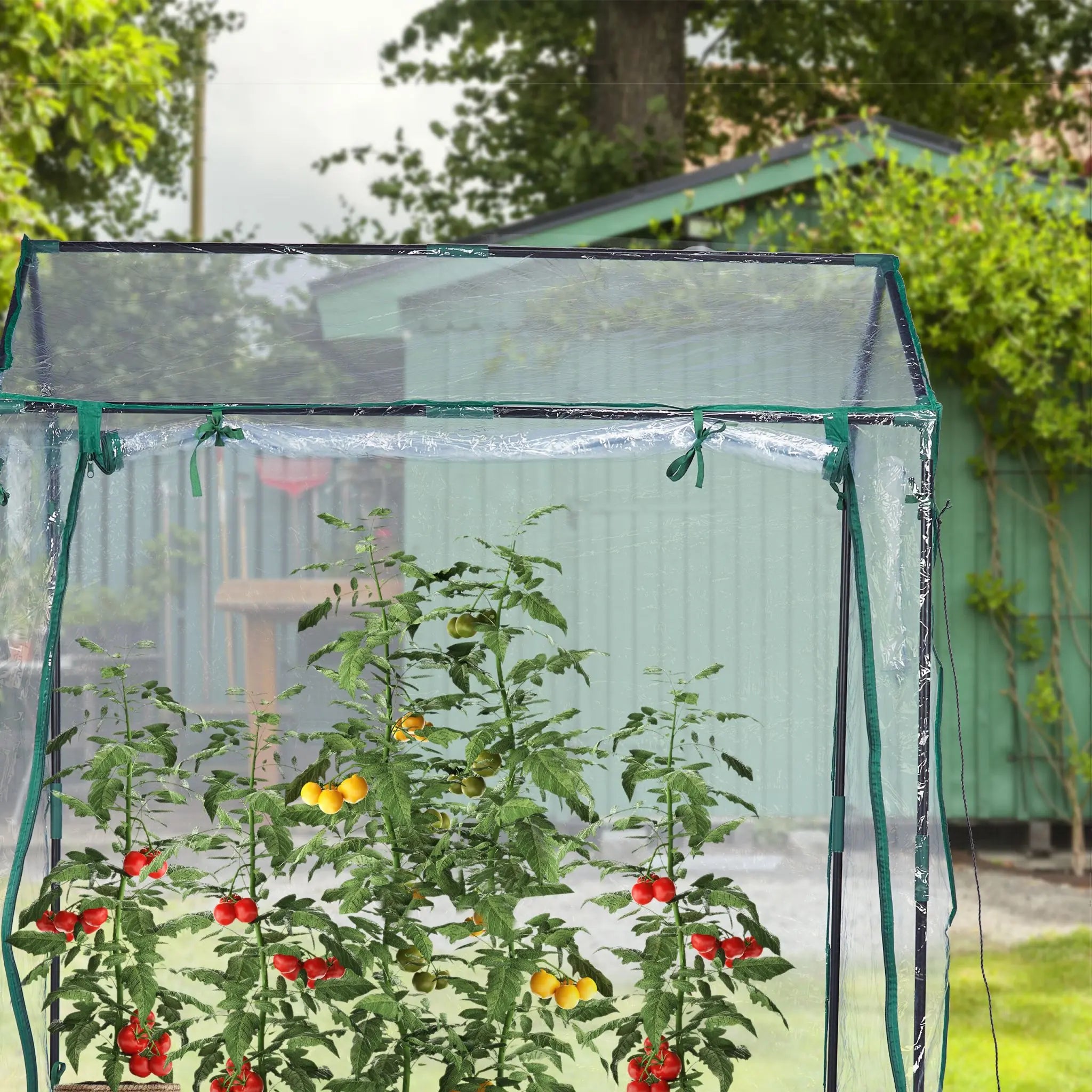 Foliengewächshaus PVC Dunkelgrün-Schwarz-Transparent von Relaxdays