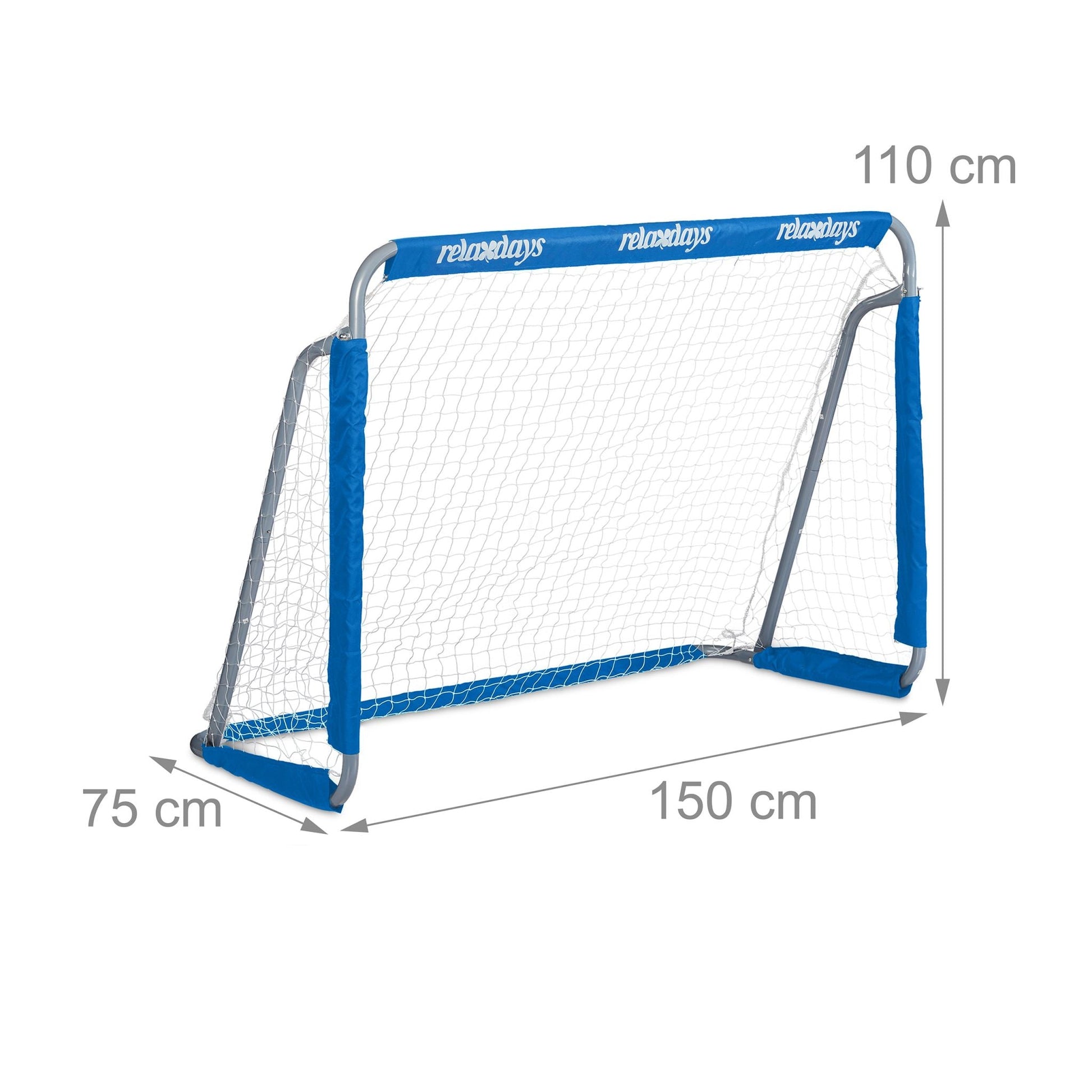 Fussballtor 2er-Set Weiss-Blau-Grau von Relaxdays