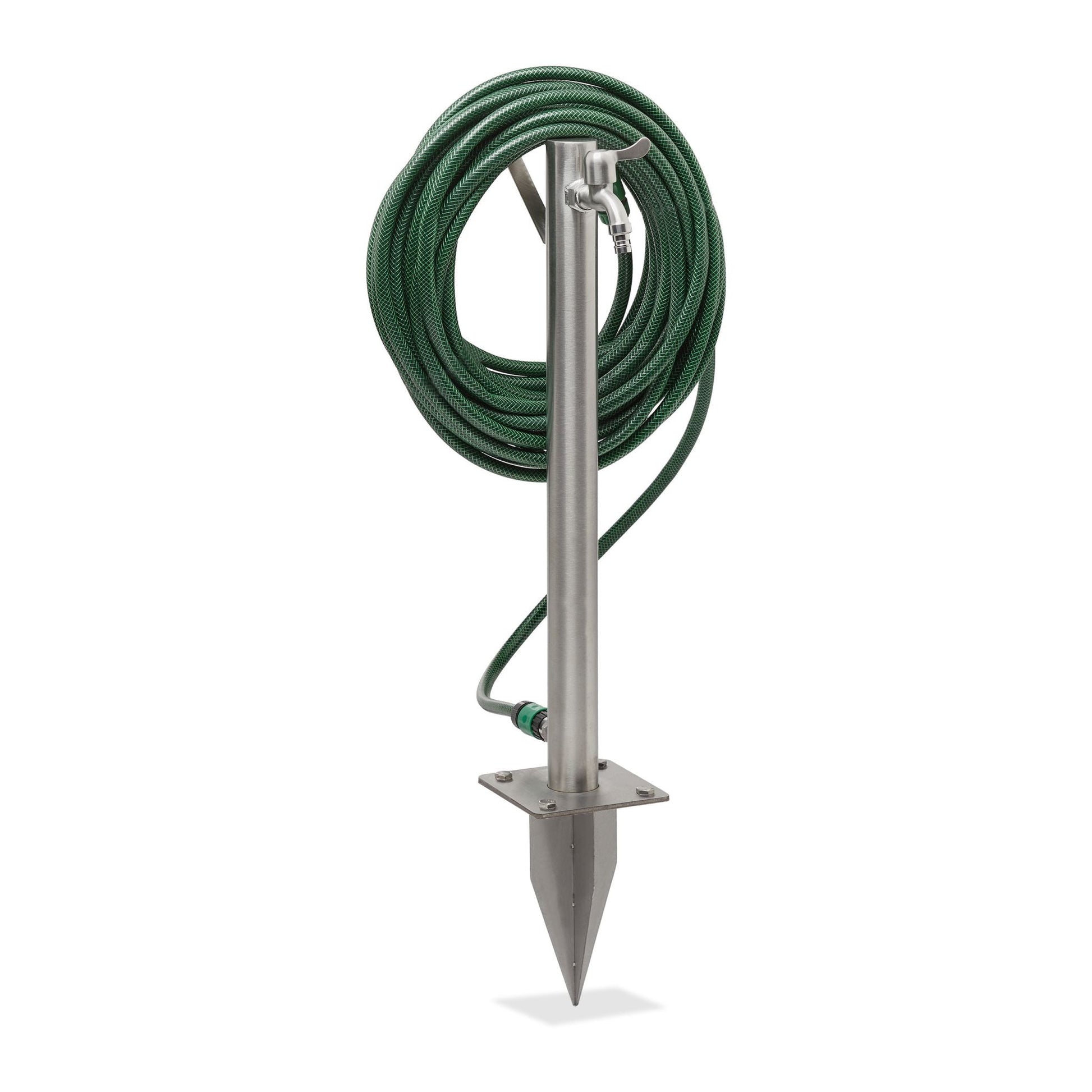 Wasserzapfstelle Edelstahl mit Erdspiess Silber von Relaxdays