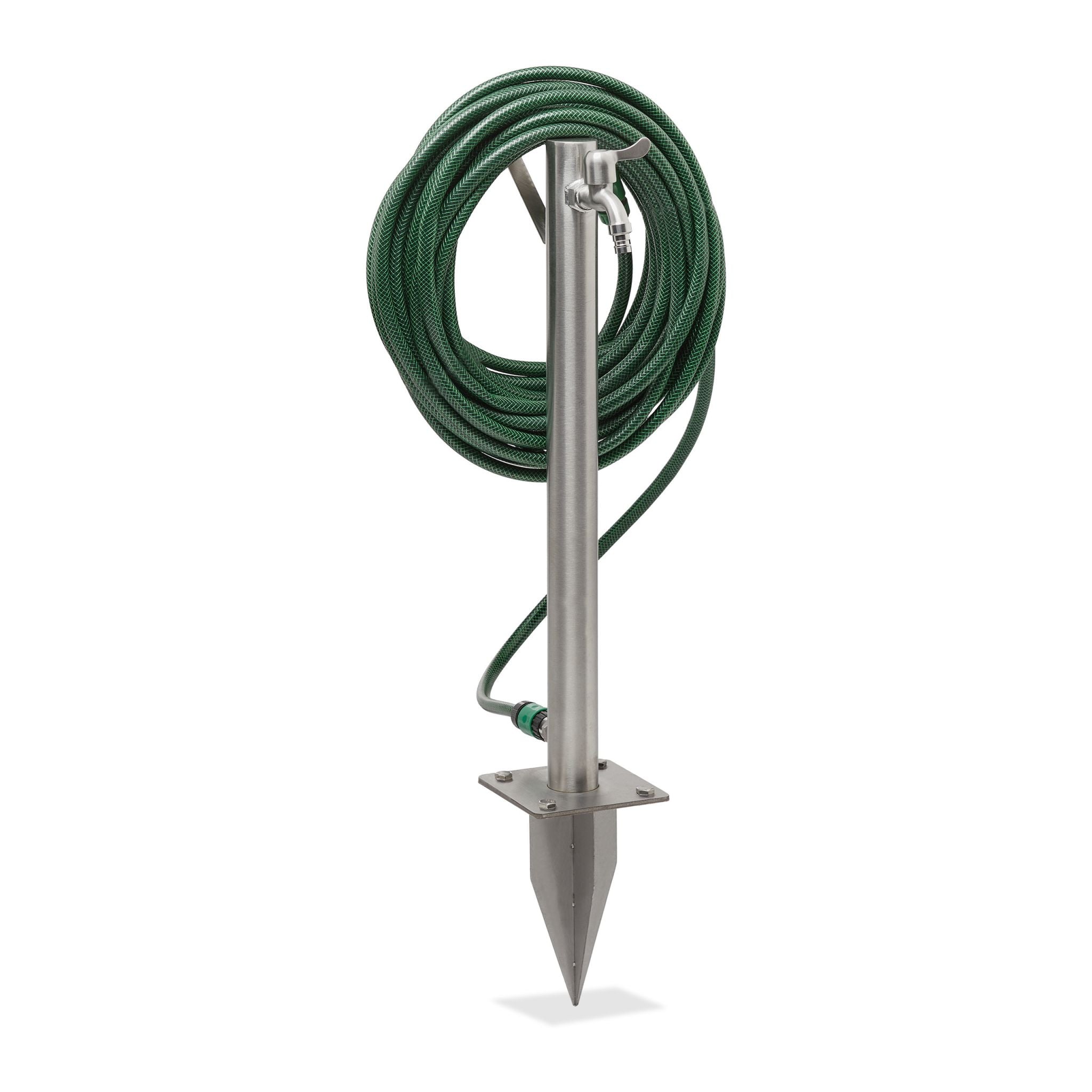 Wasserzapfstelle Edelstahl mit Erdspiess Silber von Relaxdays