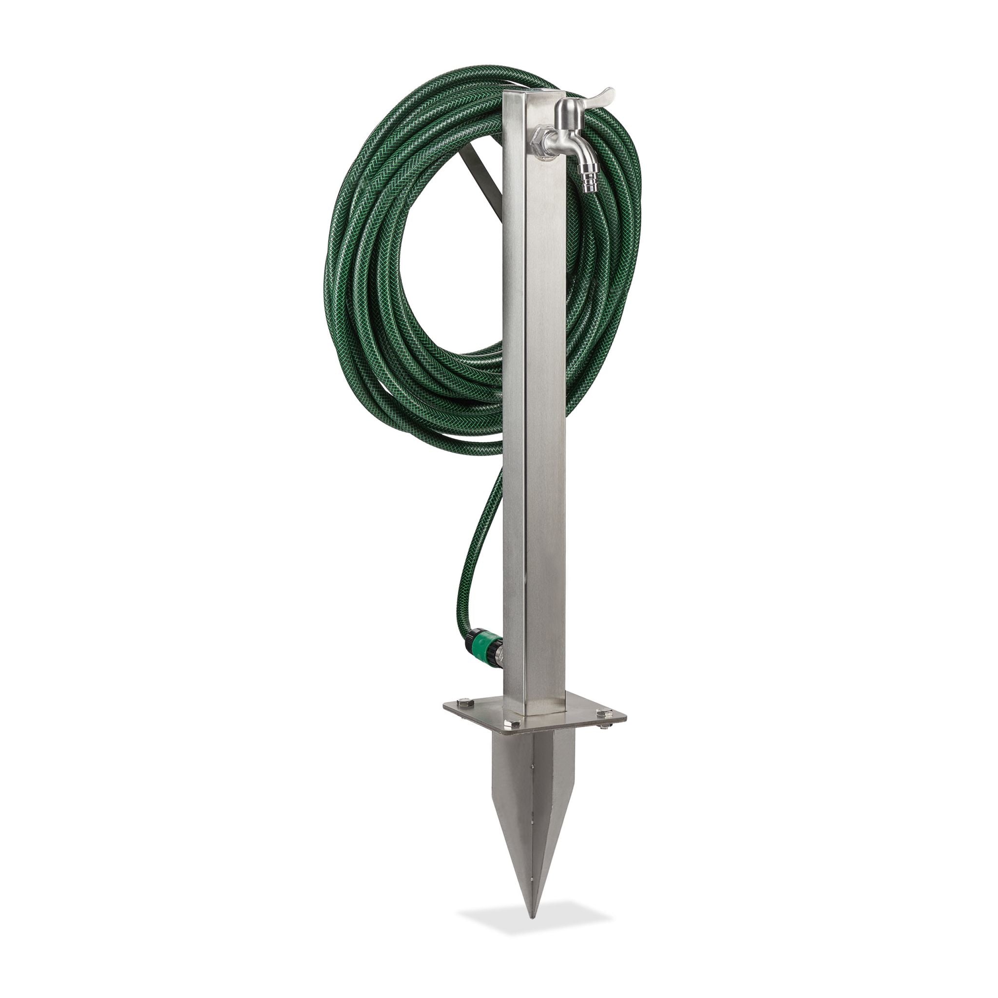 Wasserzapfstelle Edelstahl mit Erdspiess Silber von Relaxdays
