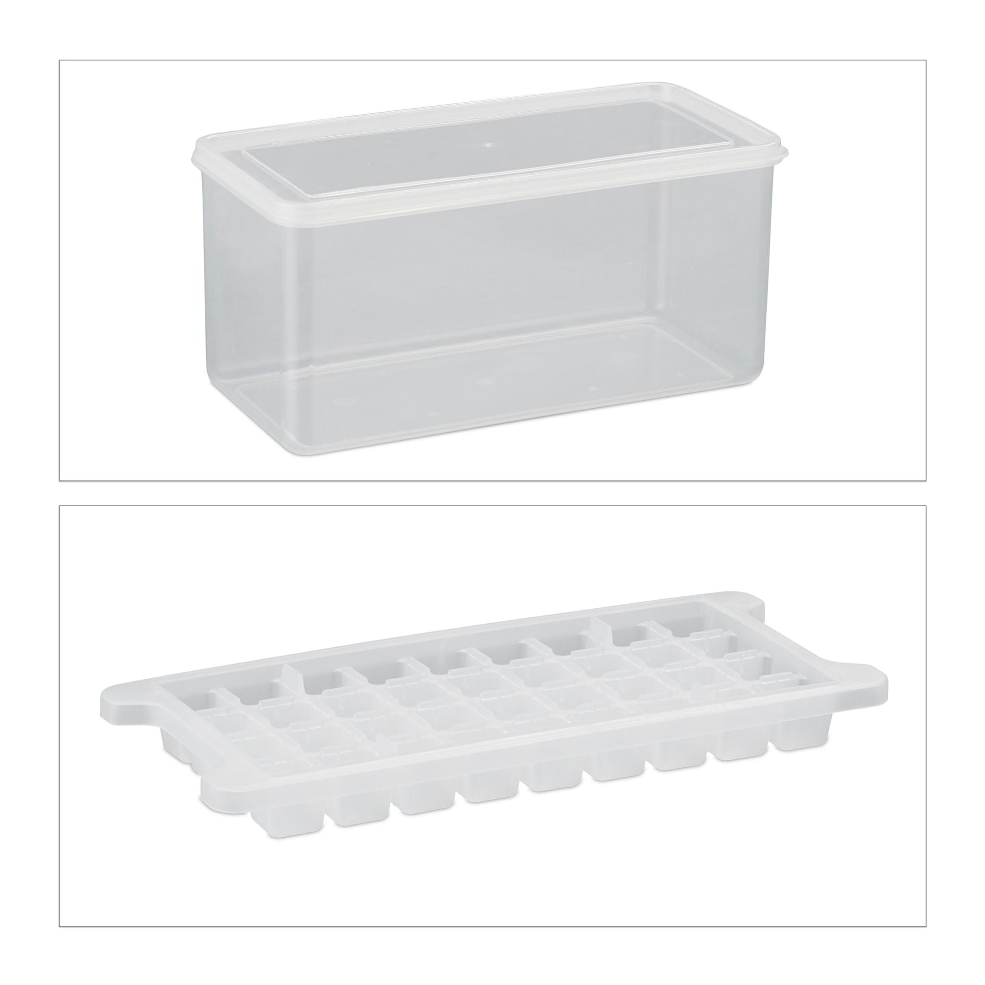 Eiswürfelform Set mit Box und Deckel Transparent von Relaxdays