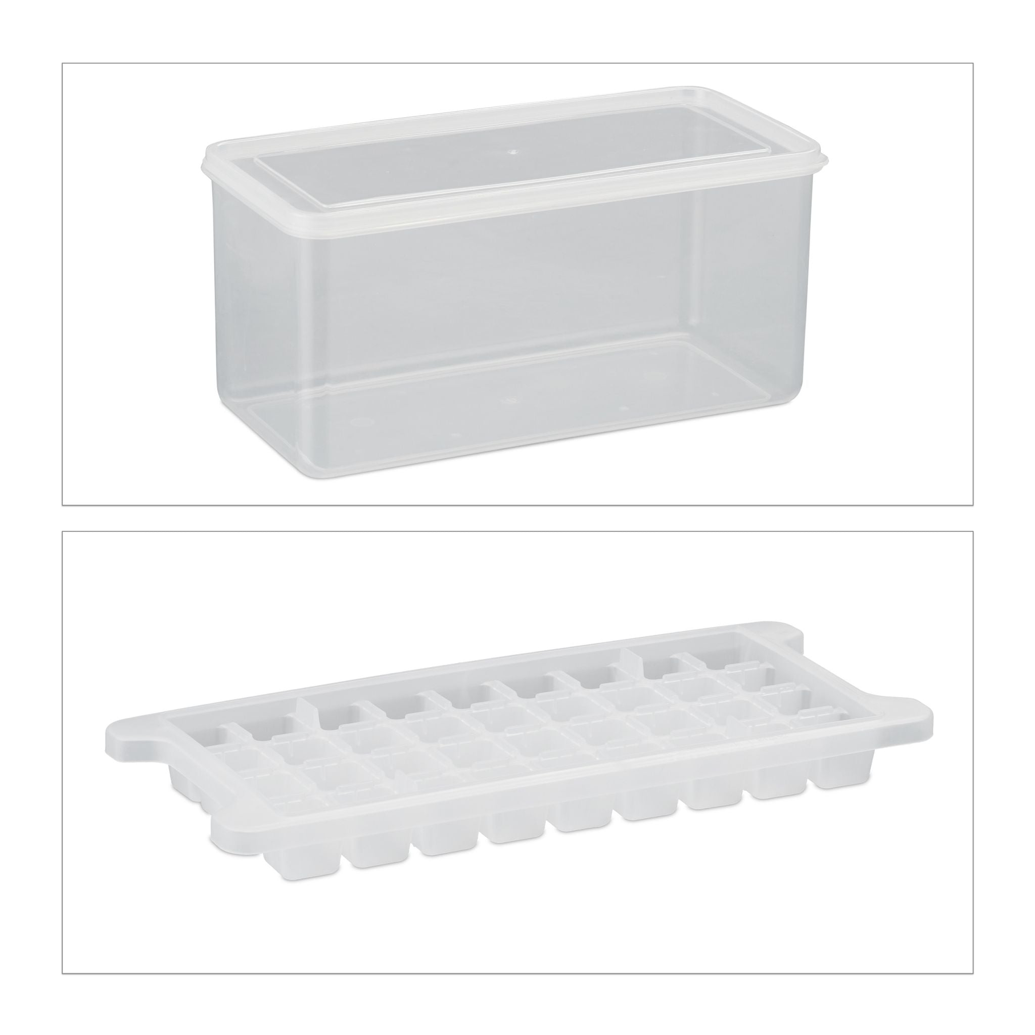 Eiswürfelform Set mit Box und Deckel Transparent von Relaxdays