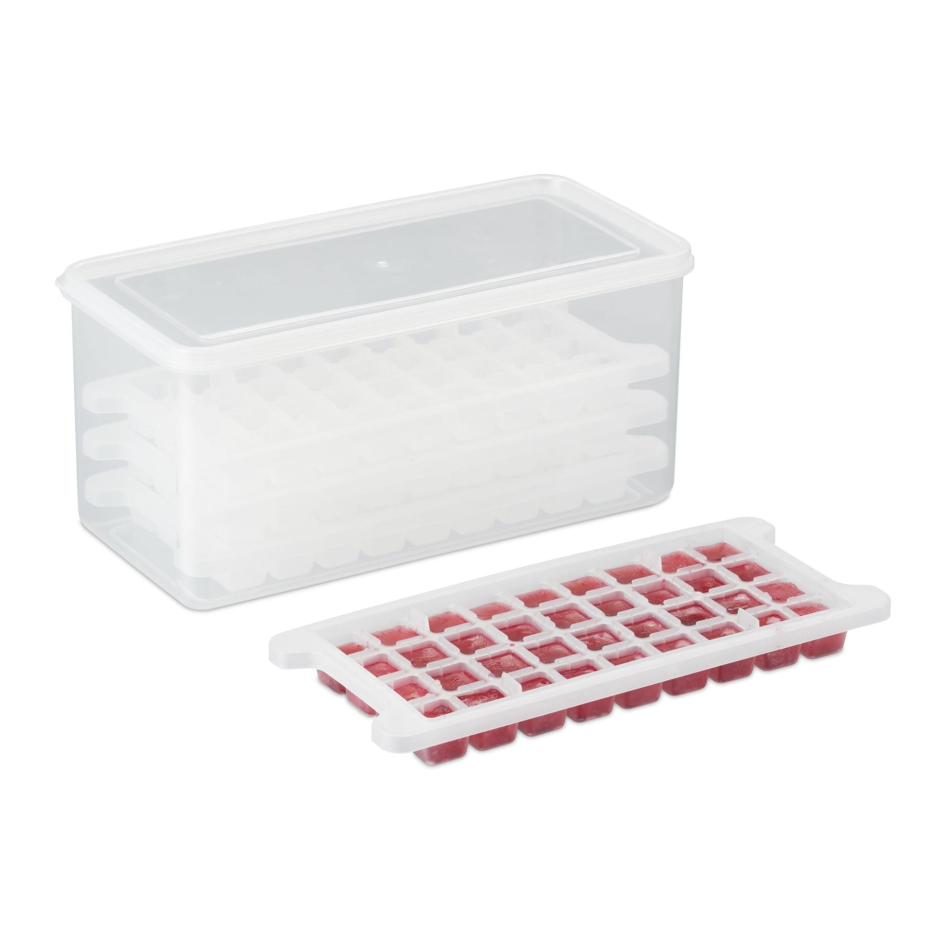 Eiswürfelform Set mit Box und Deckel Transparent von Relaxdays