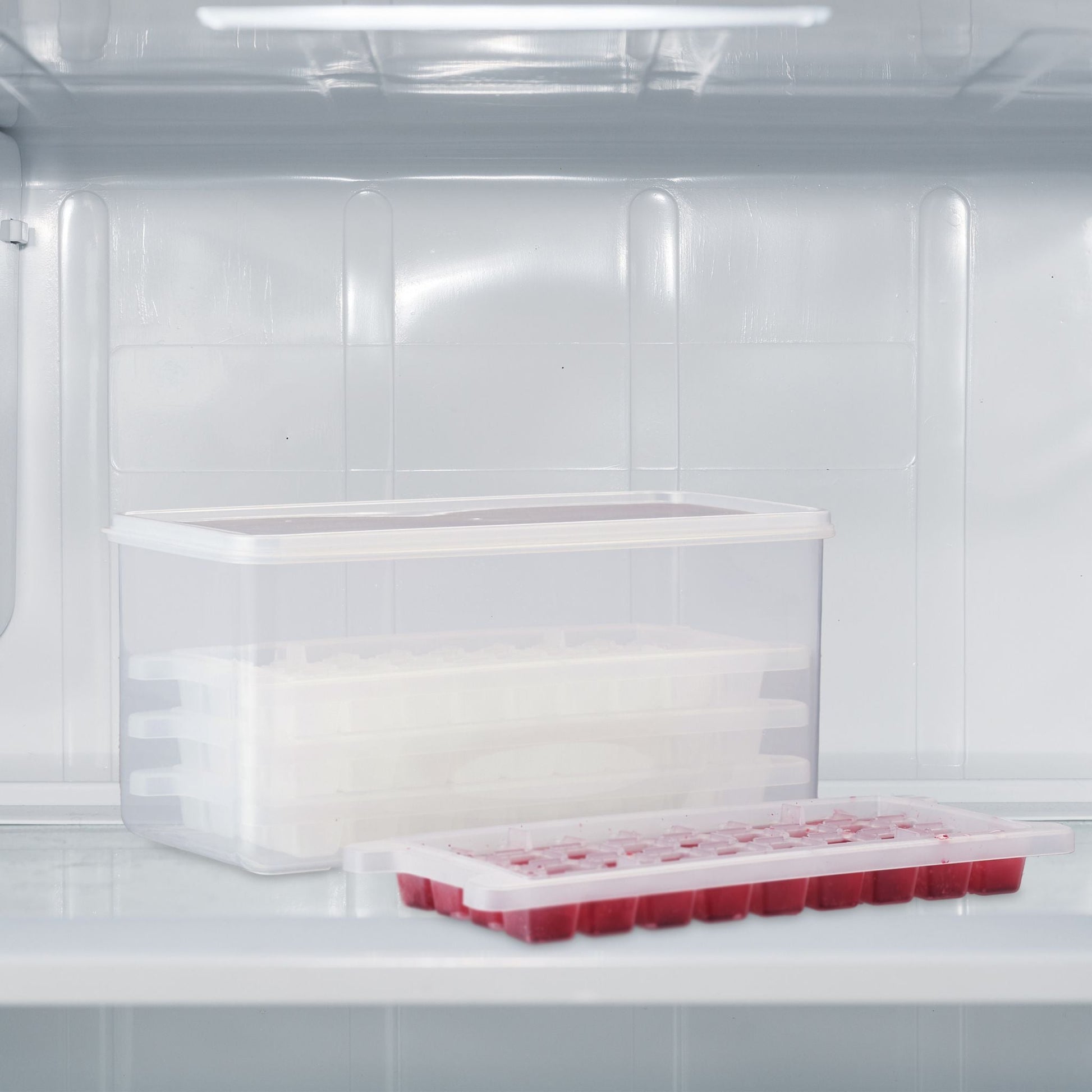 Eiswürfelform Set mit Box und Deckel Transparent von Relaxdays