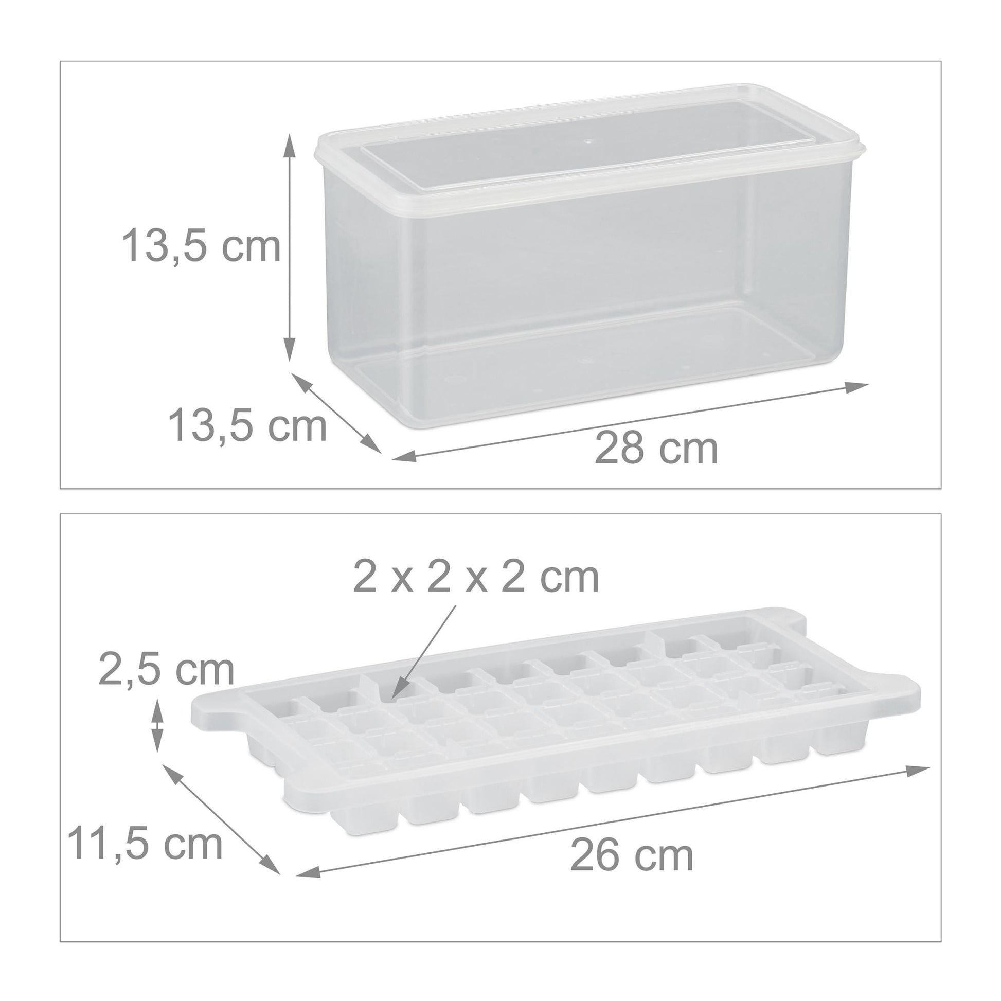 Eiswürfelform Set mit Box und Deckel Transparent von Relaxdays