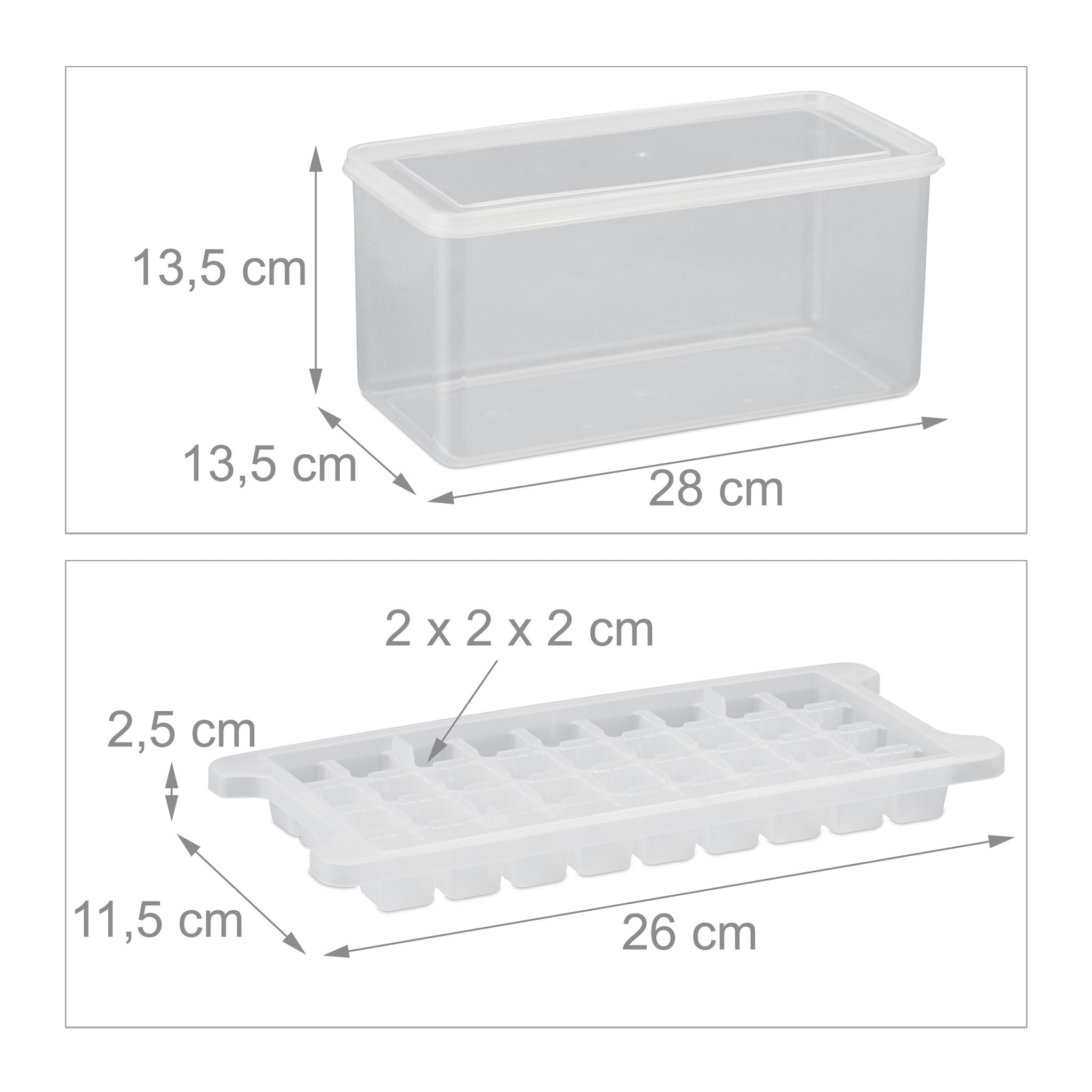 Eiswürfelform Set mit Box und Deckel Transparent von Relaxdays