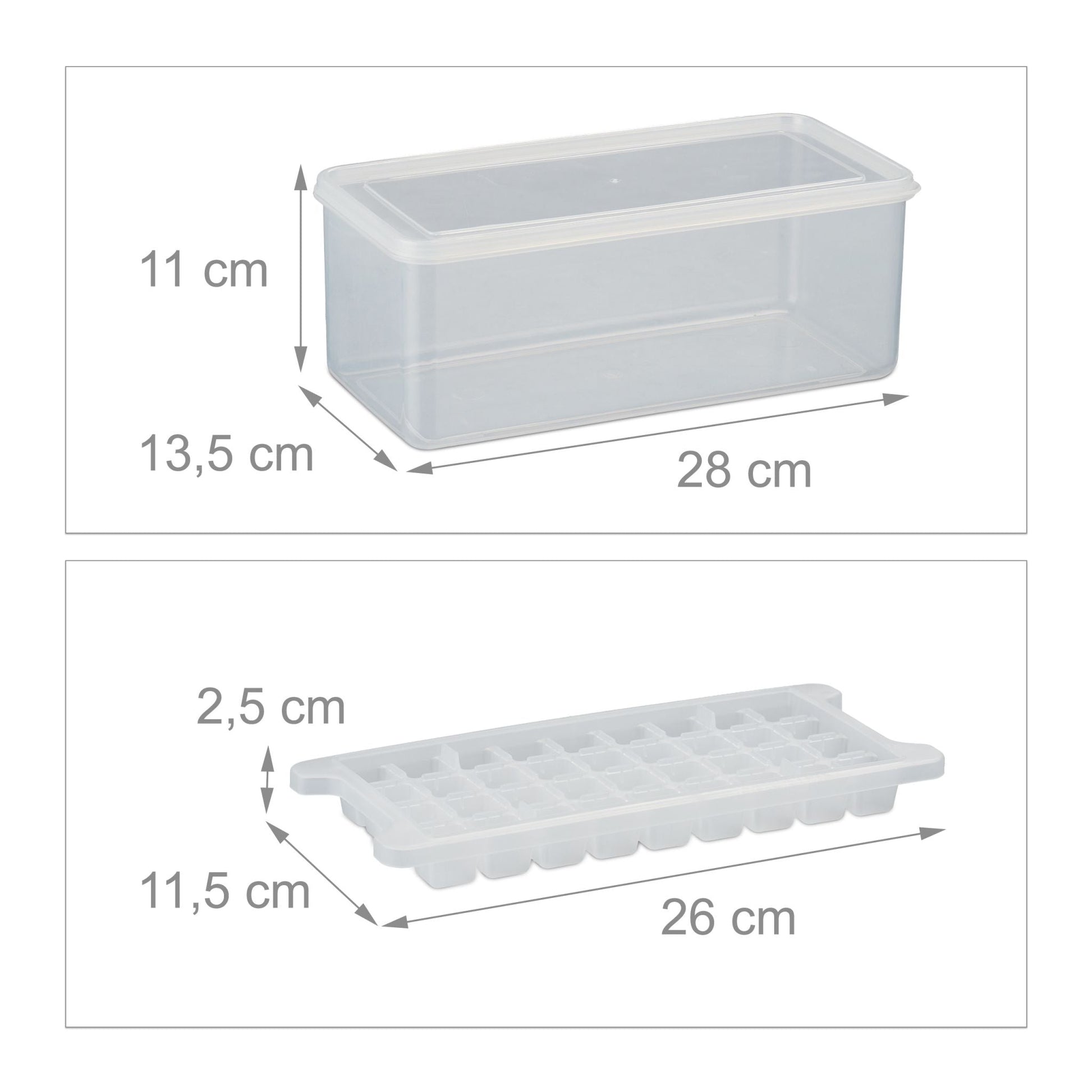 Eiswürfelform Set mit Box und Deckel Weiss-Transparent von Relaxdays