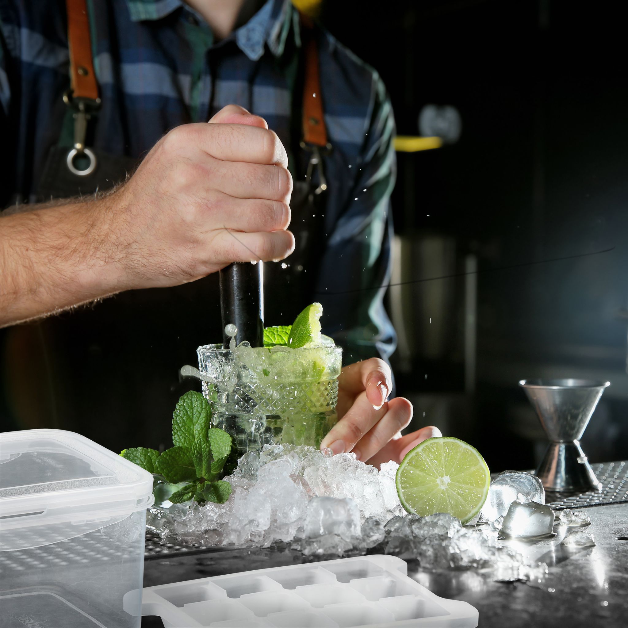 Eiswürfelform Set mit Box und Deckel Transparent von Relaxdays