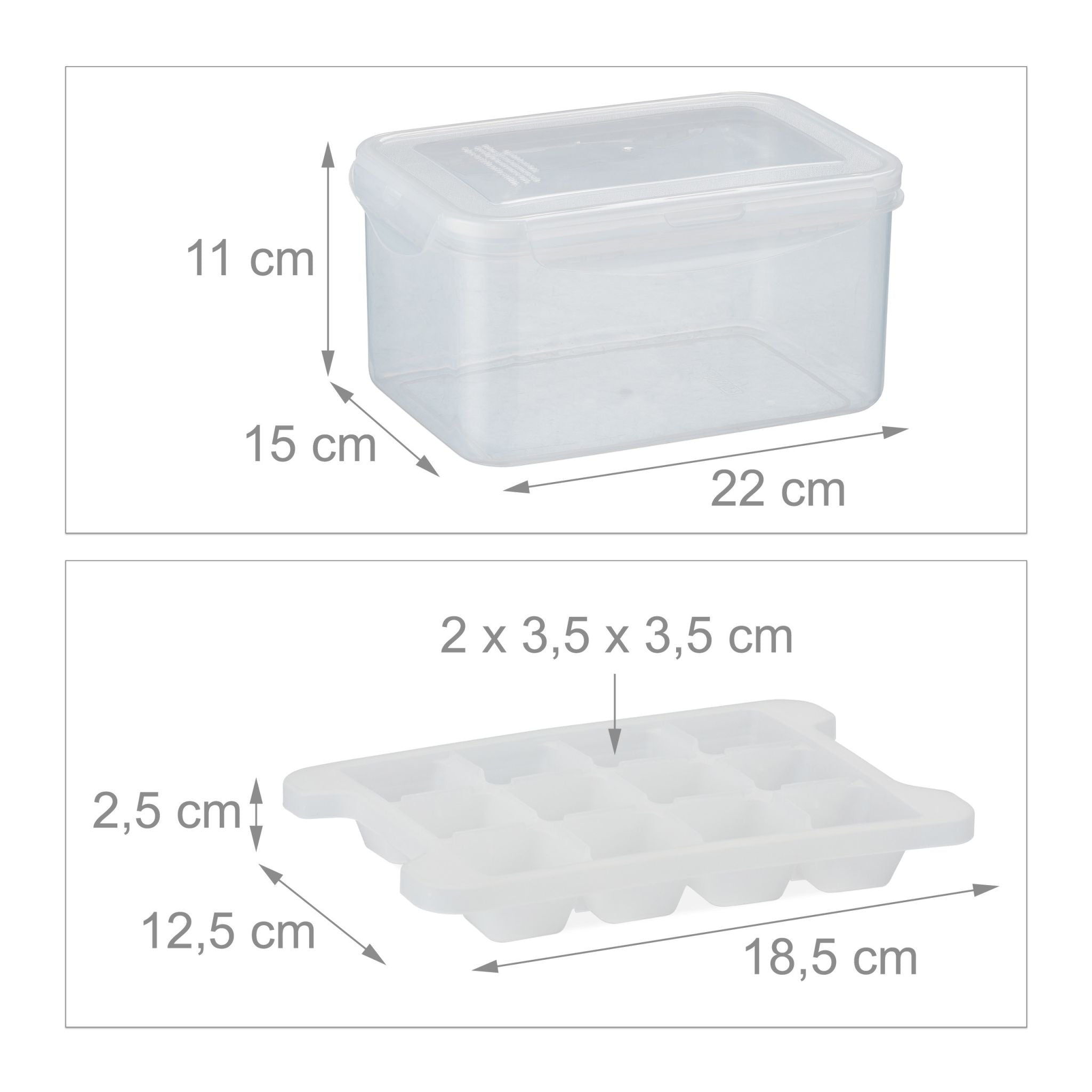 Eiswürfelform Set mit Box und Deckel Transparent von Relaxdays