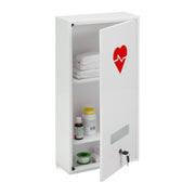 Abschliessbarer Medizinschrank Herz Weiss-Rot von Relaxdays