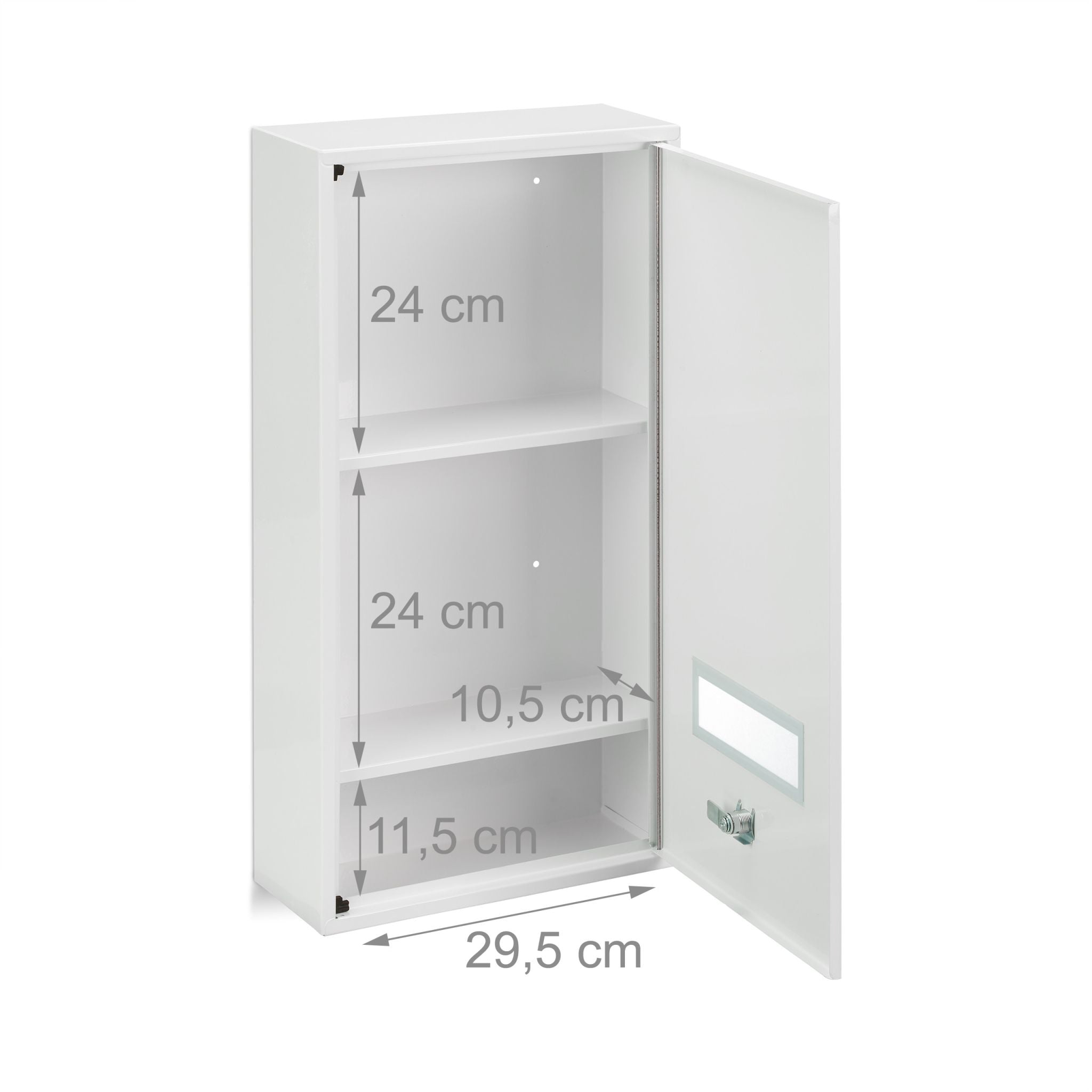 Abschliessbarer Medizinschrank Herz Weiss-Rot von Relaxdays