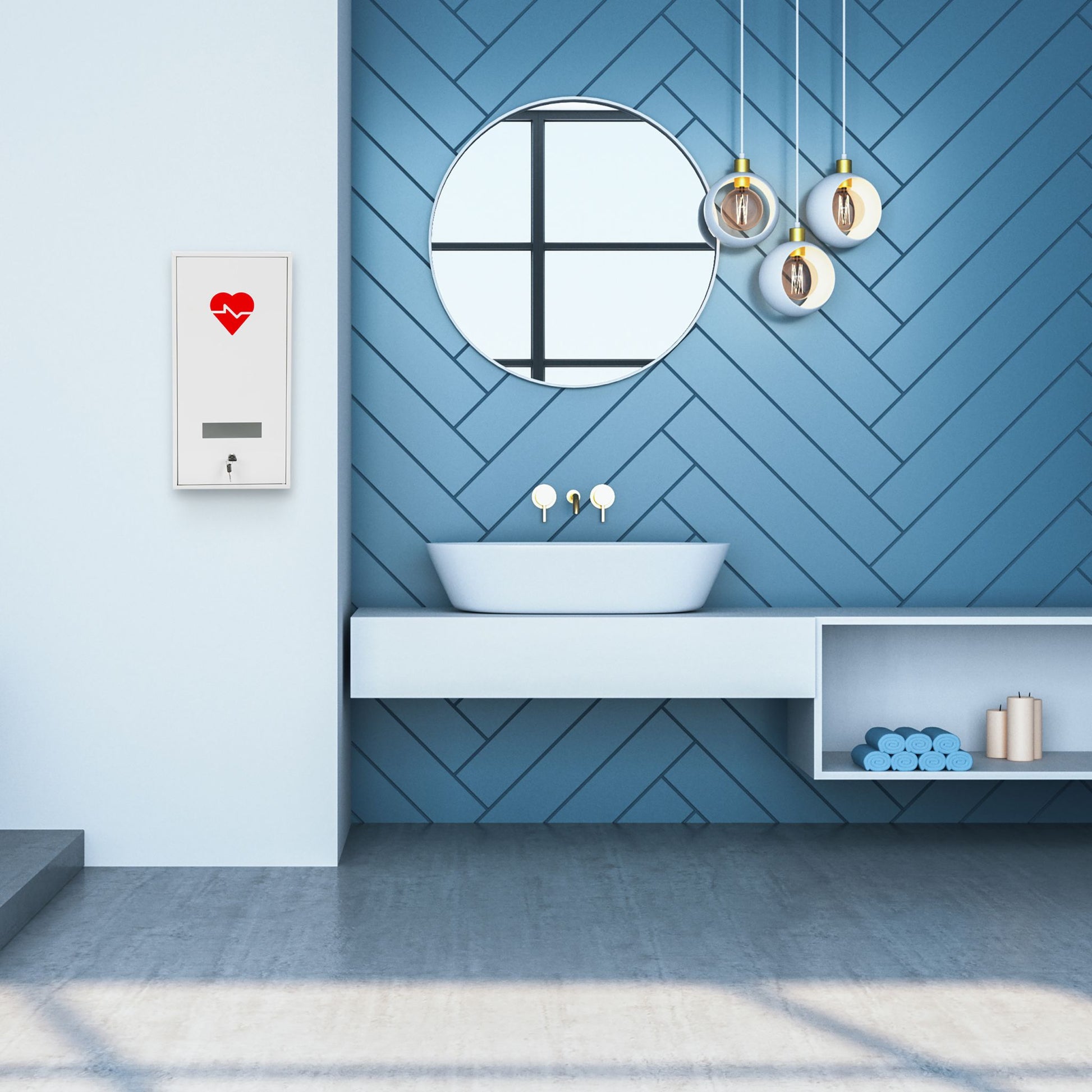 Abschliessbarer Medizinschrank Herz Weiss-Rot von Relaxdays