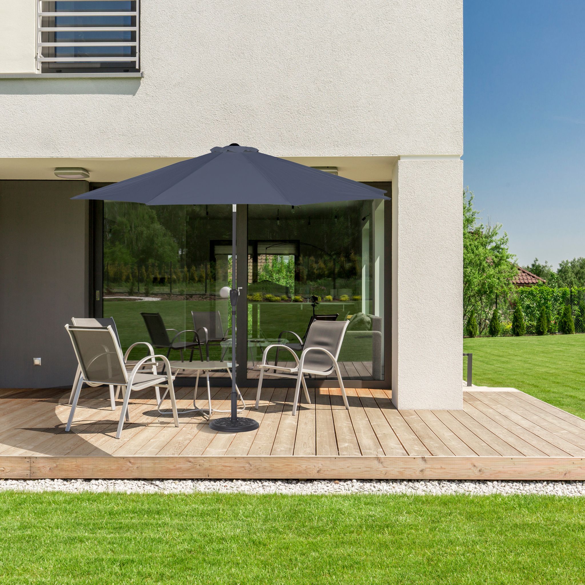 Sonnenschirm Ø 300cm Anthrazit-Schwarz von Relaxdays