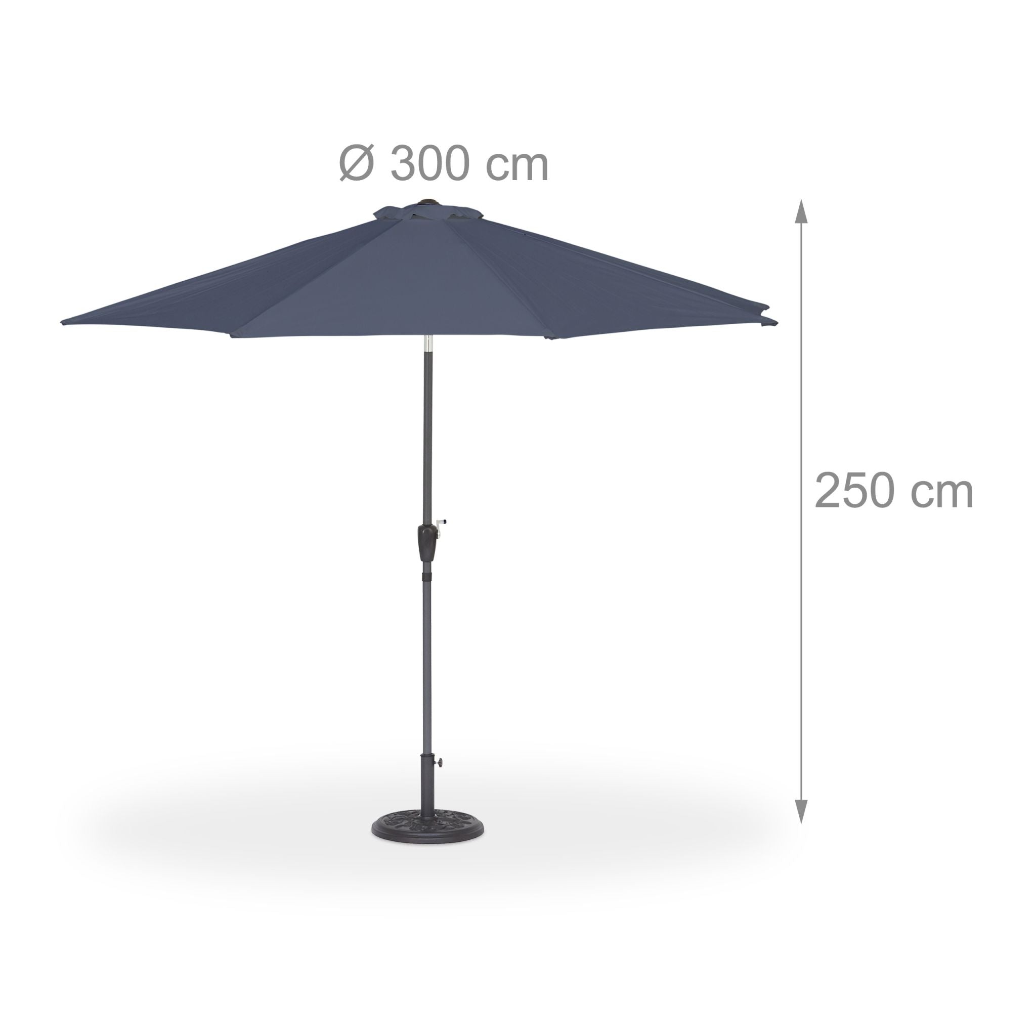 Sonnenschirm Ø 300cm Anthrazit-Schwarz von Relaxdays