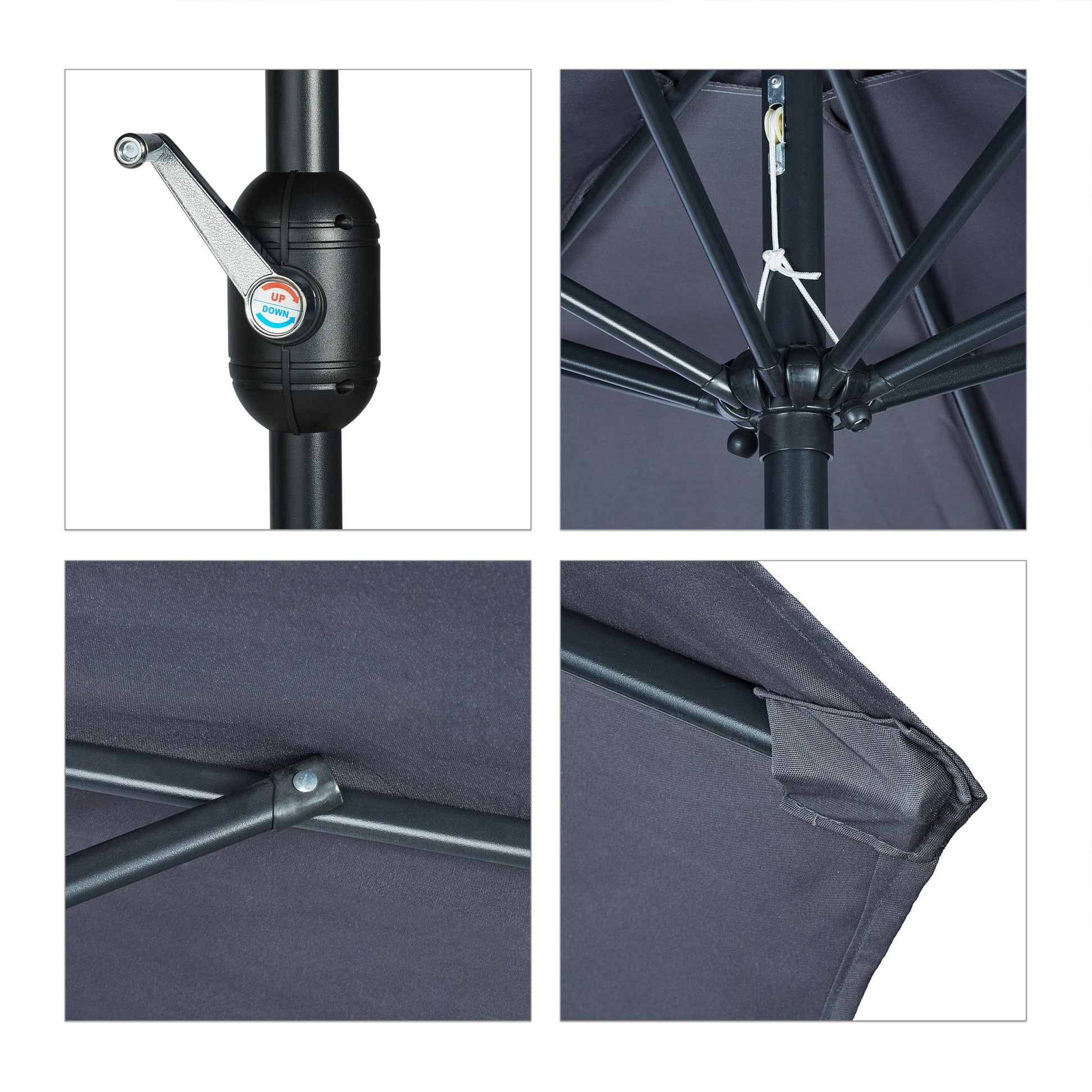 Sonnenschirm Ø 300cm Anthrazit-Schwarz von Relaxdays