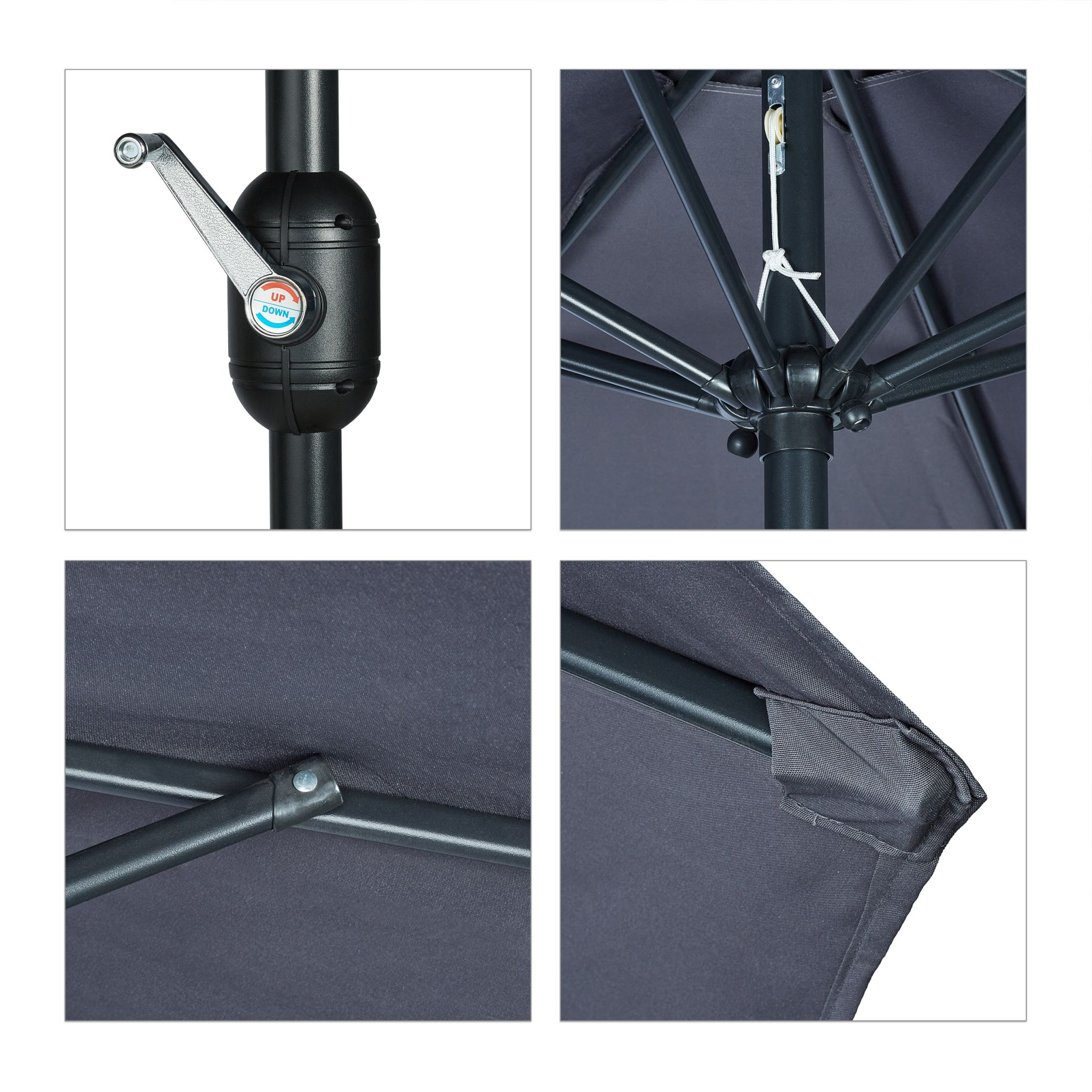 Sonnenschirm Ø 300cm Anthrazit-Schwarz von Relaxdays