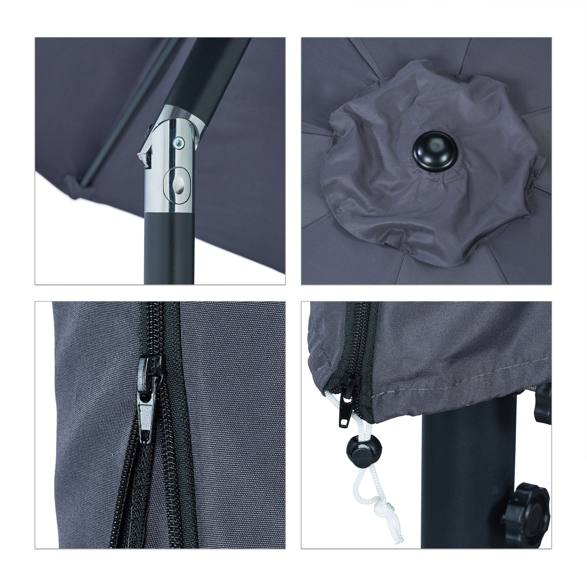 Sonnenschirm Ø 300cm Anthrazit-Schwarz von Relaxdays