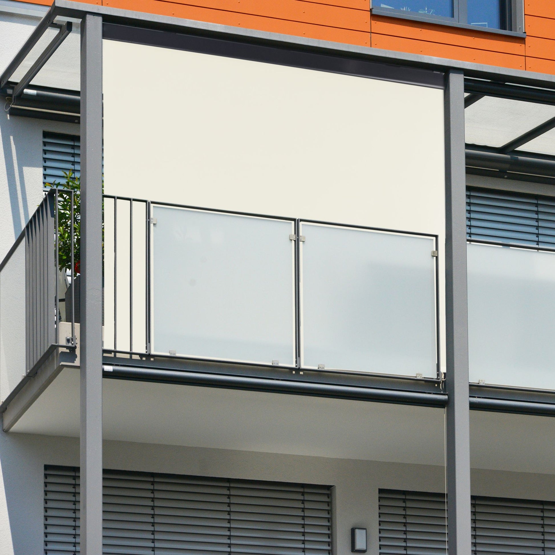 Senkrechtmarkise mit Kurbel Beige-Grau von Relaxdays