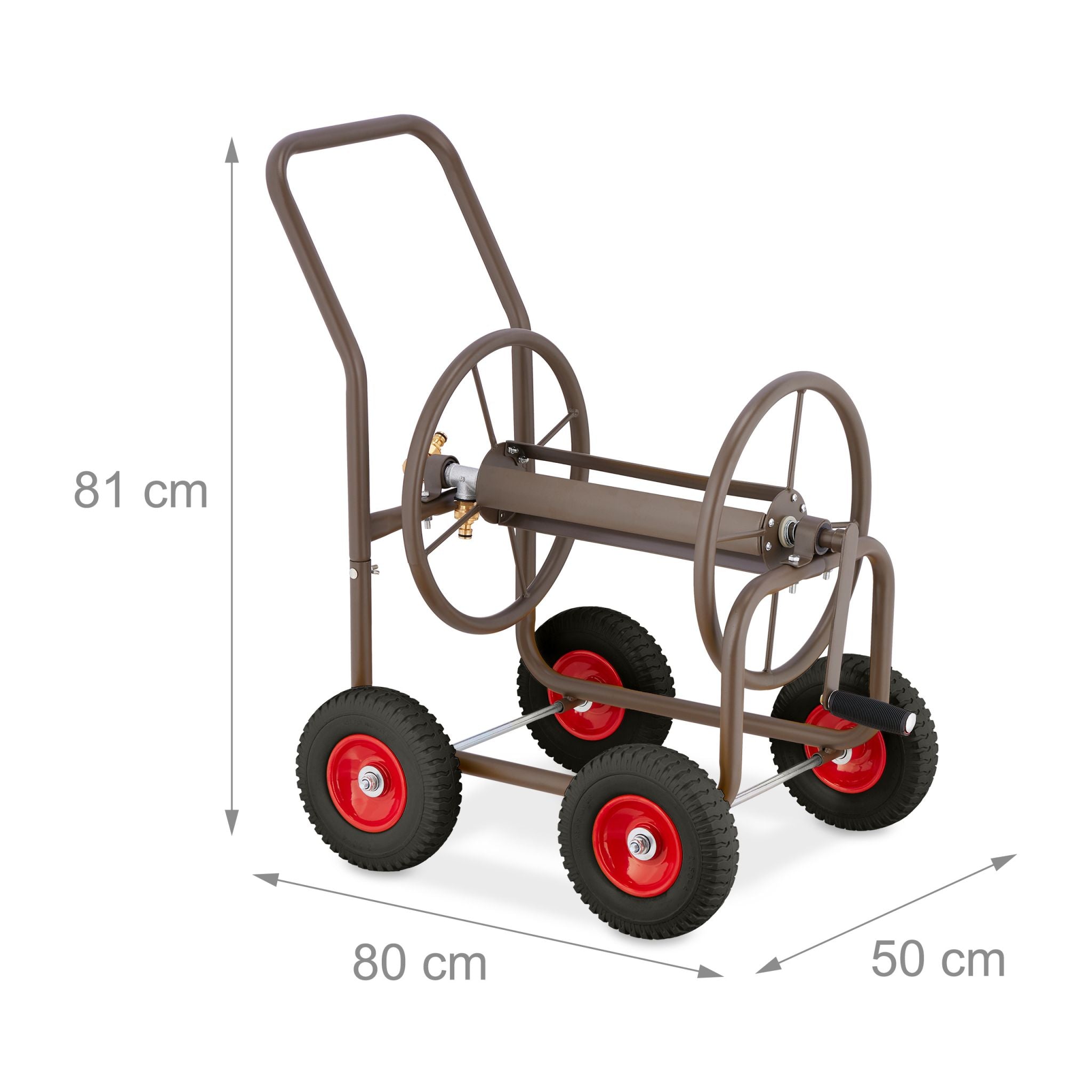 Schlauchwagen Stahl Braun-Rot-Schwarz von Relaxdays