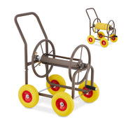 Schlauchwagen mit 4 Rädern Braun-Gelb-Rot von Relaxdays