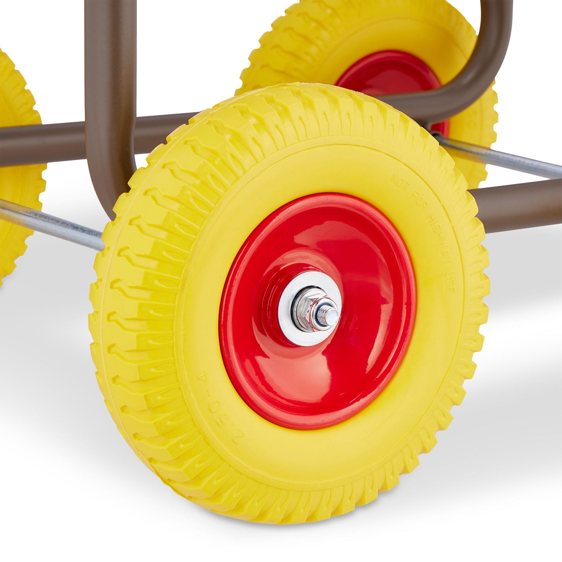 Schlauchwagen mit 4 Rädern Braun-Gelb-Rot von Relaxdays