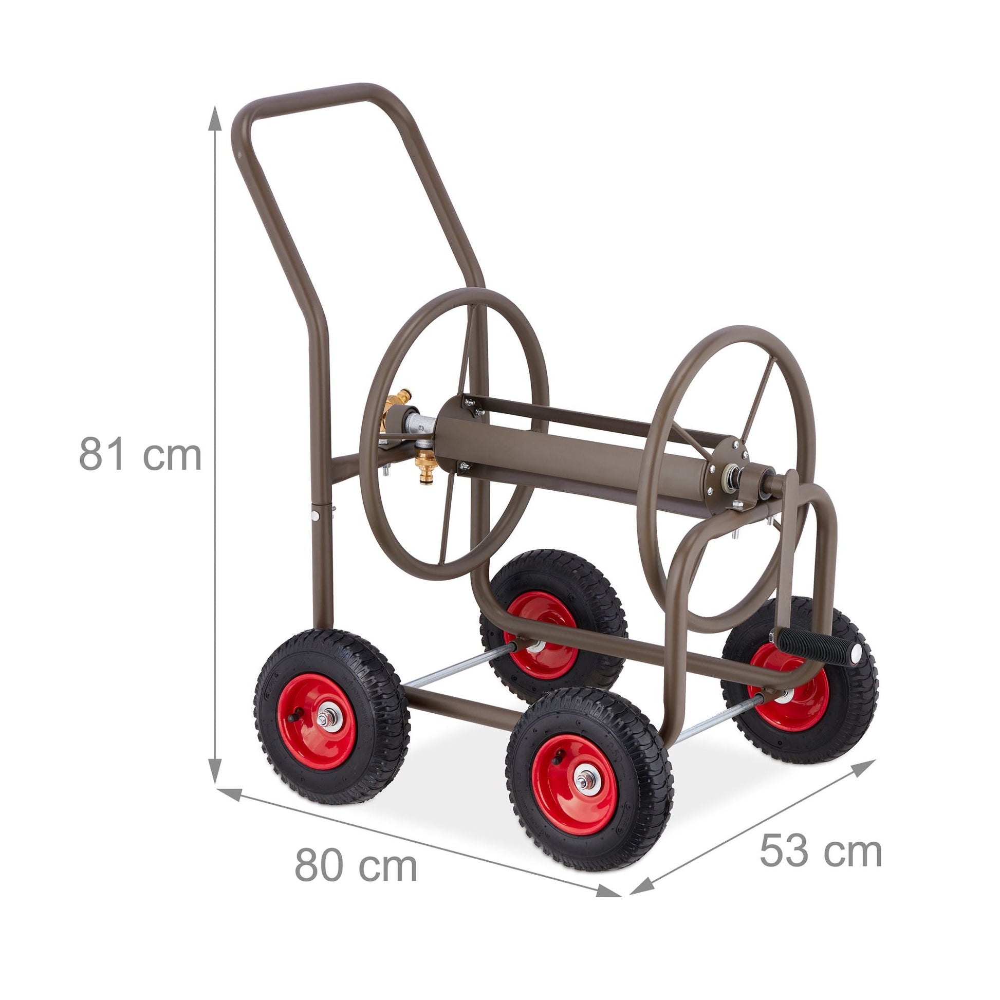 Schlauchwagen mit 4 Rädern Braun-Rot-Schwarz von Relaxdays