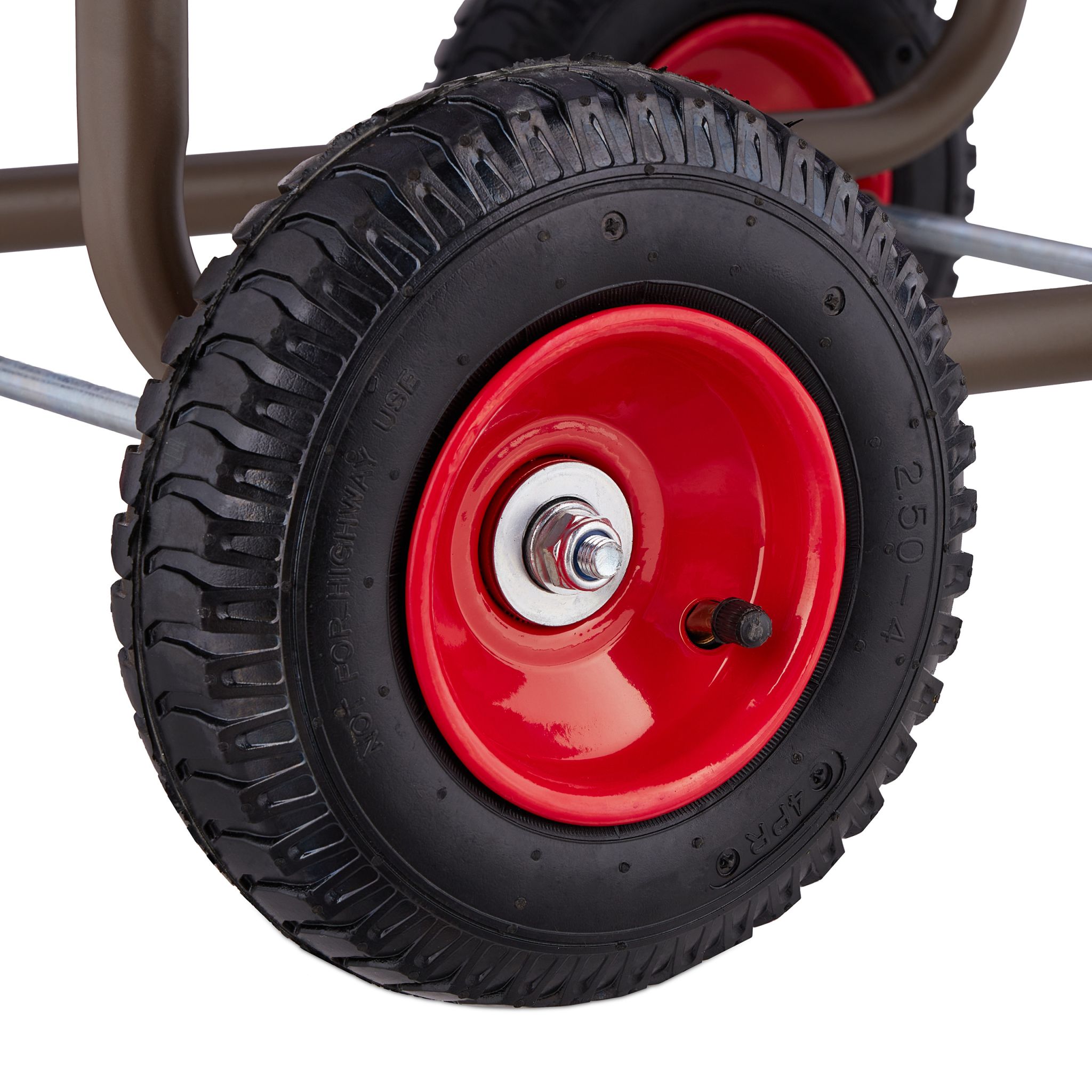 Schlauchwagen mit 4 Rädern Braun-Rot-Schwarz von Relaxdays