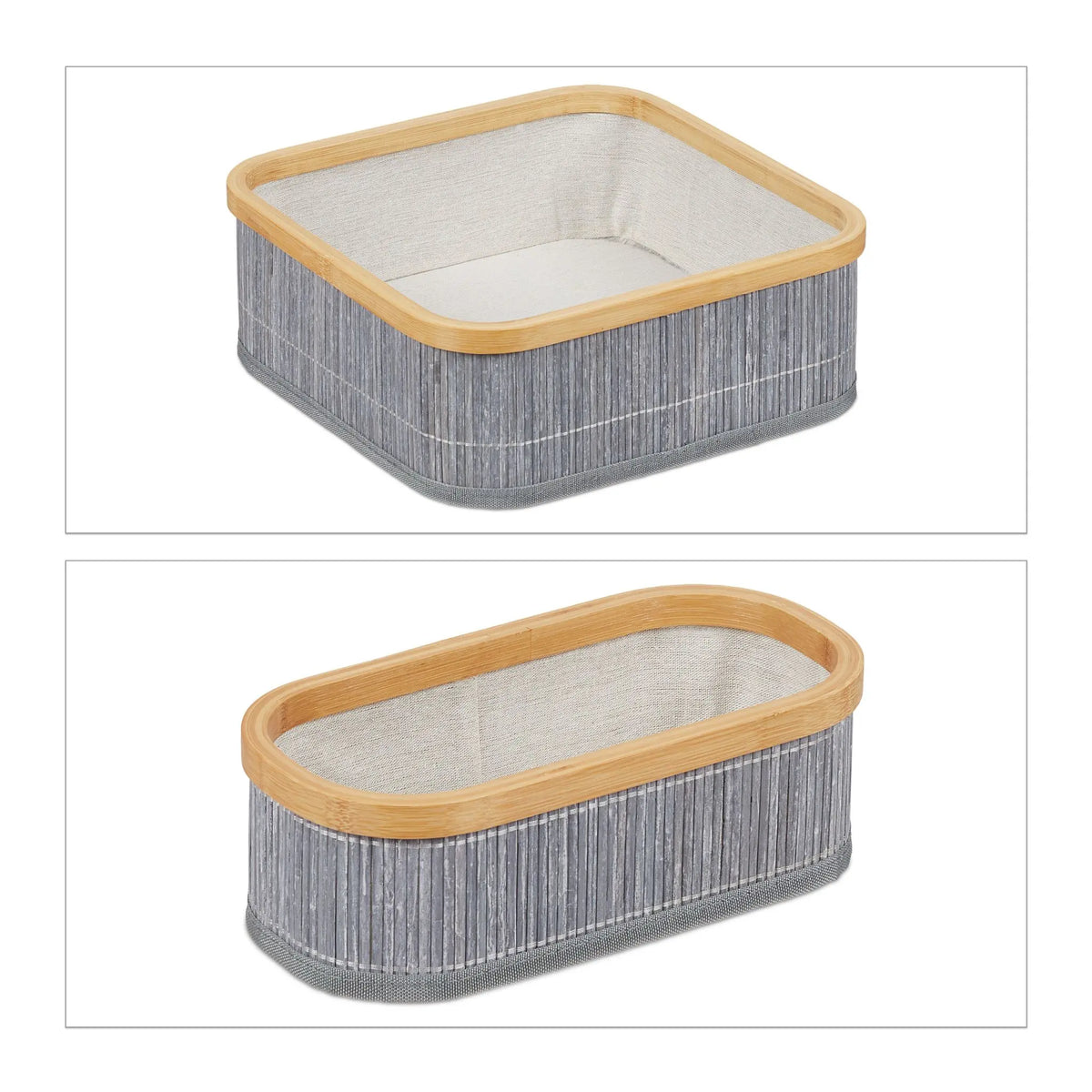 Aufbewahrungskorb 3er-Set Creme-Grau von Relaxdays