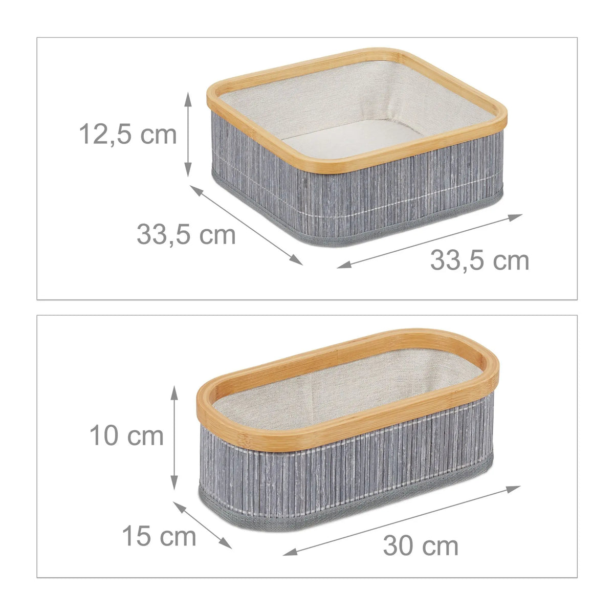 Aufbewahrungskorb 3er-Set Creme-Grau von Relaxdays
