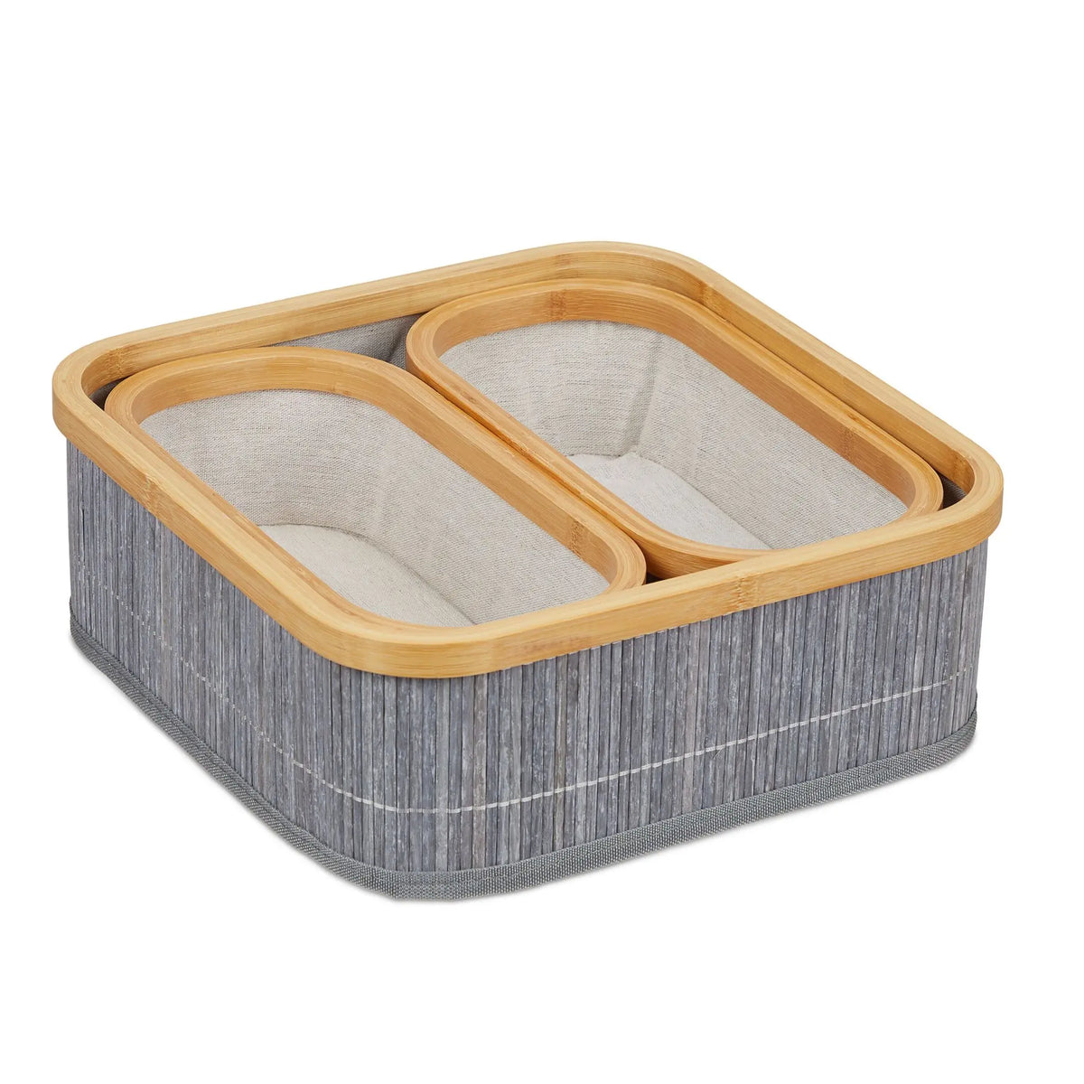 Aufbewahrungskorb 3er-Set Creme-Grau von Relaxdays