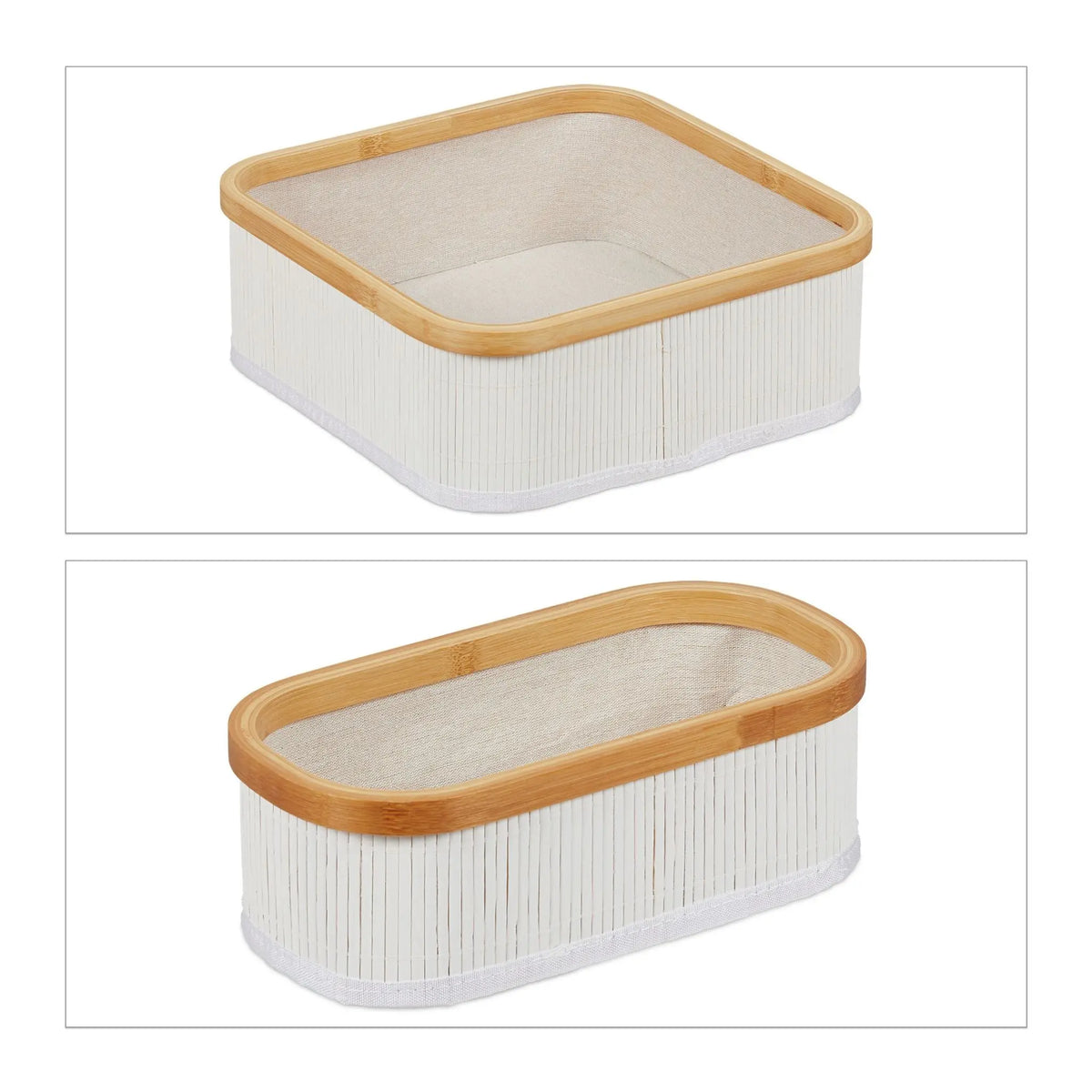 Aufbewahrungskorb 3er-Set Weiss-Creme von Relaxdays