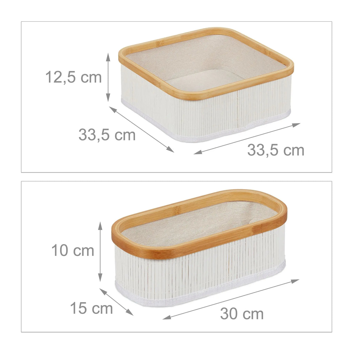 Aufbewahrungskorb 3er-Set Weiss-Creme von Relaxdays