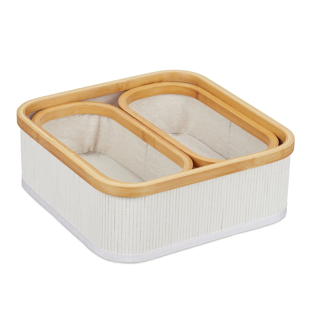Aufbewahrungskorb 3er-Set Weiss-Creme von Relaxdays
