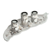 Teelichthalter mit Tablett in Blattform Beige-Weiss von Relaxdays