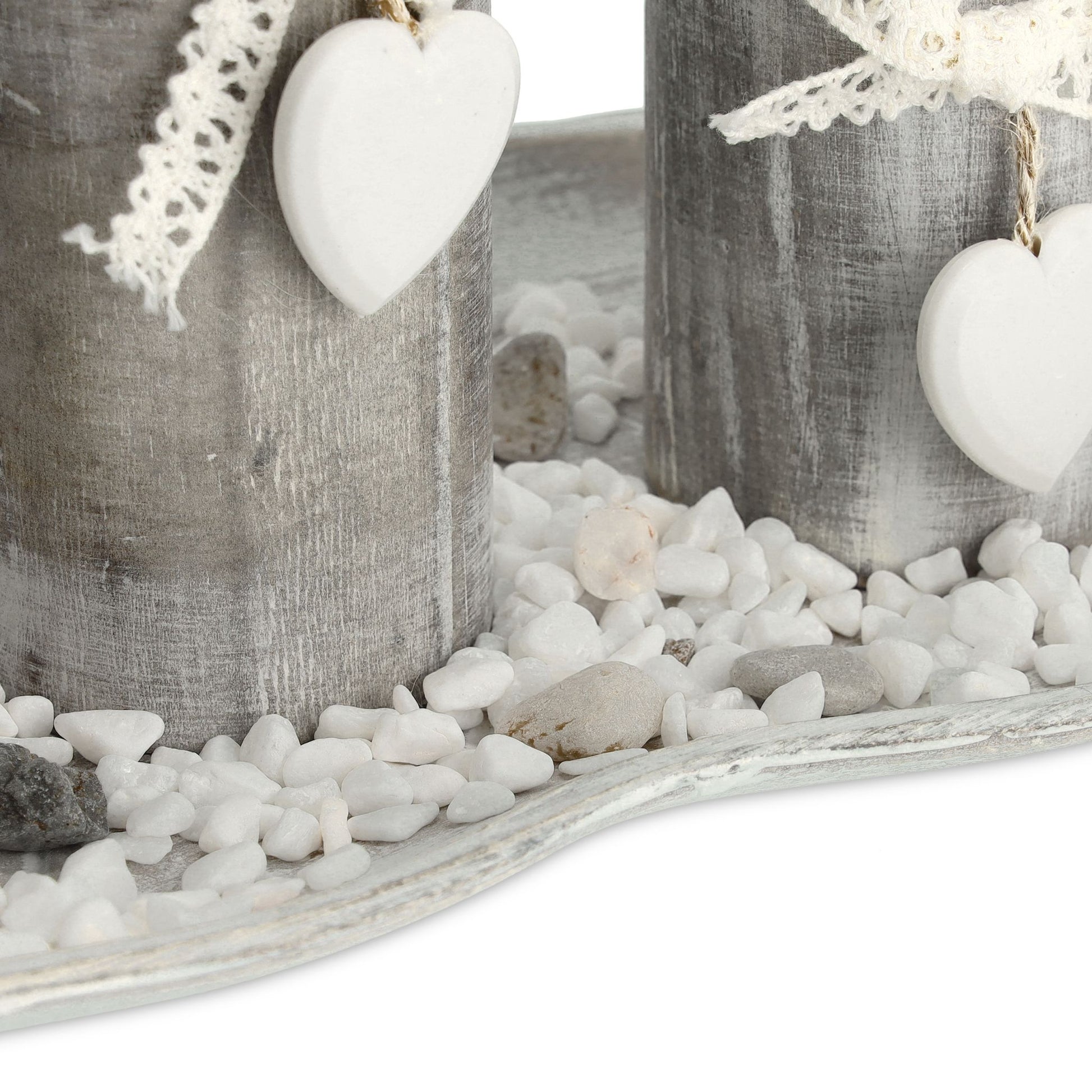 Teelichthalter mit Tablett in Blattform Beige-Weiss von Relaxdays