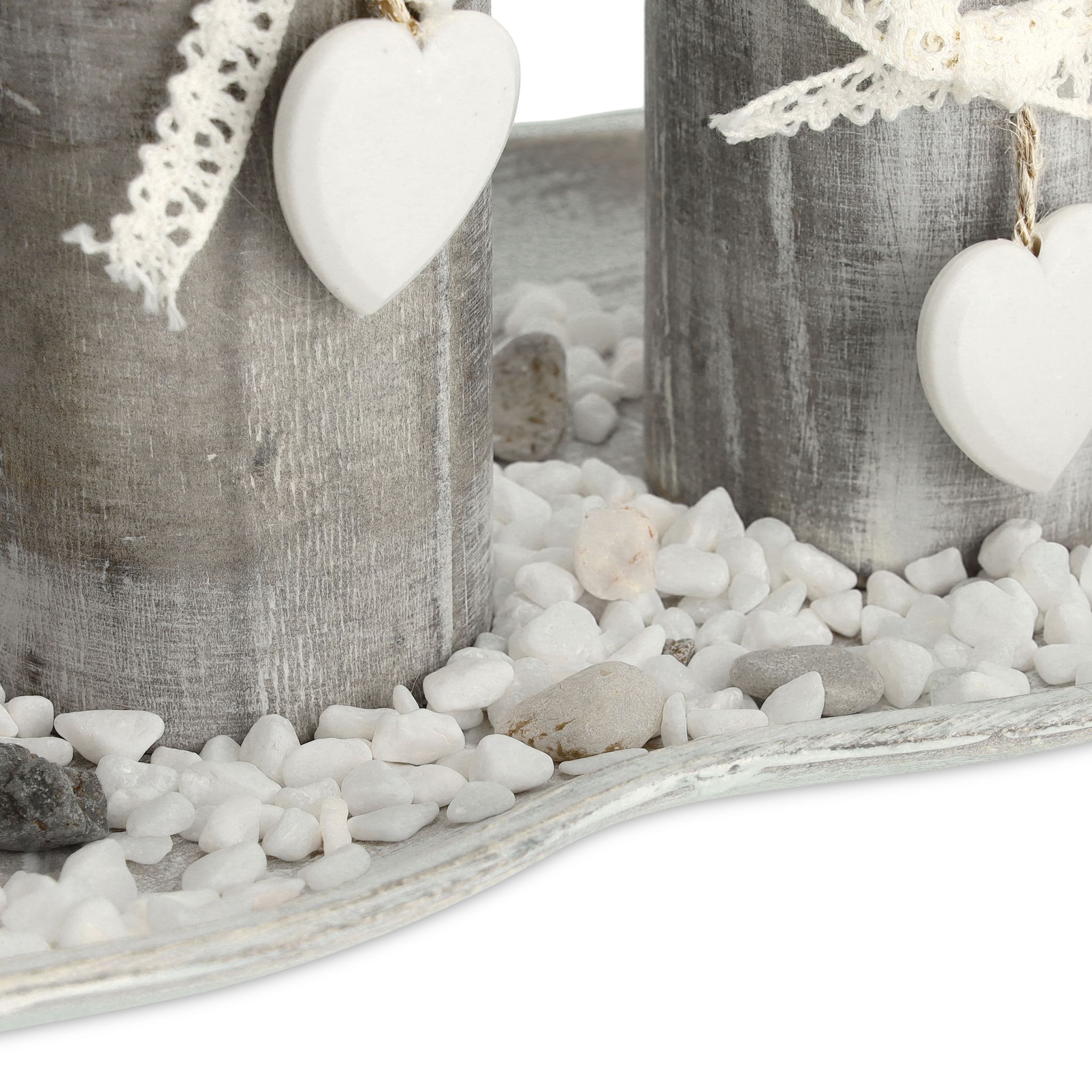 Teelichthalter mit Tablett in Blattform Beige-Weiss von Relaxdays