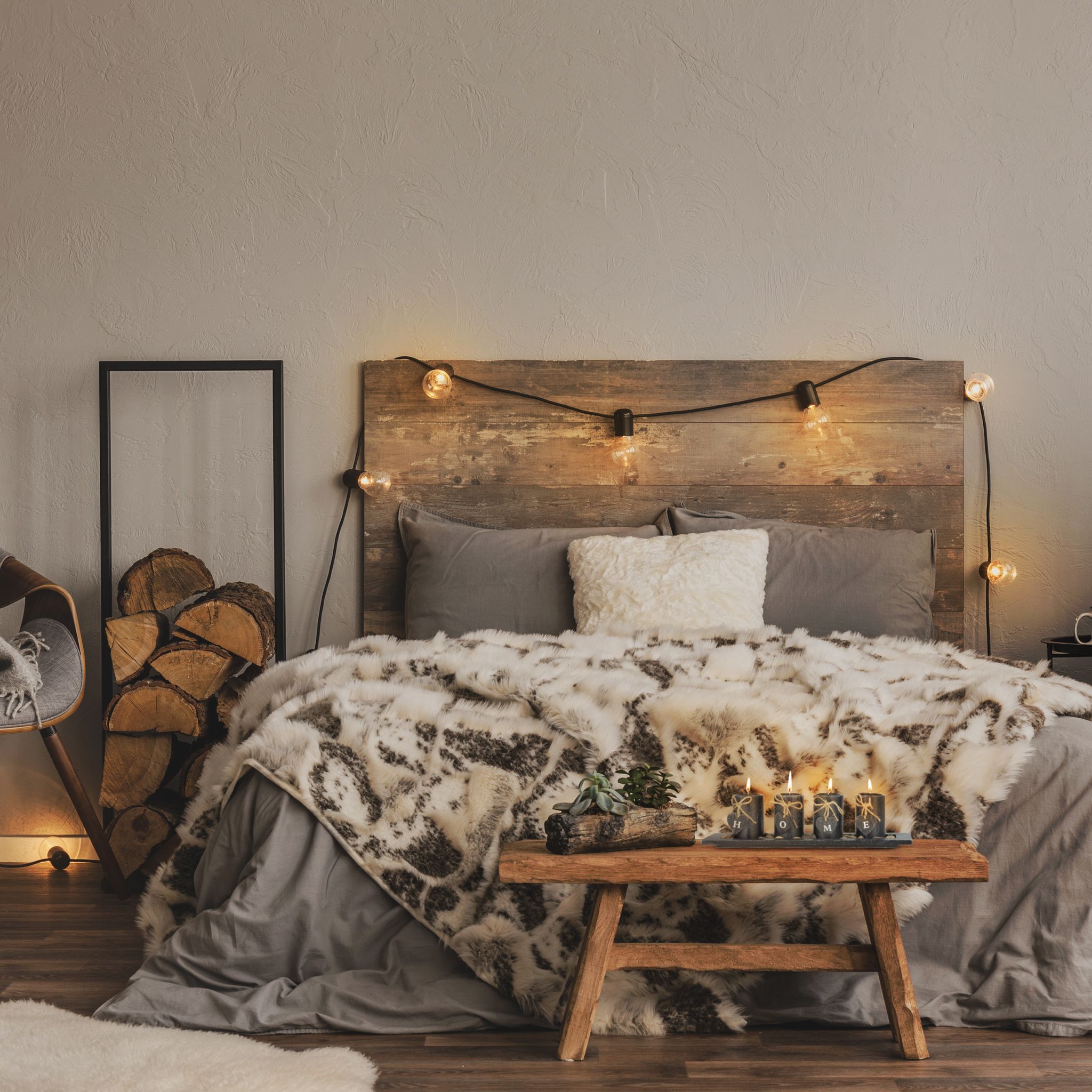 Teelichthalter-Set Home mit Tablett Weiss-Hellbraun-Schwarz von Relaxdays