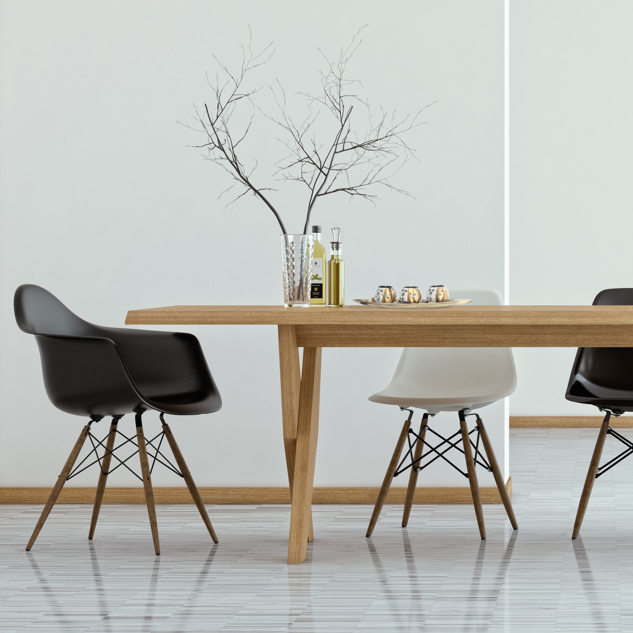 Teelichthalter rund mit Tablett Weiss-Braun von Relaxdays