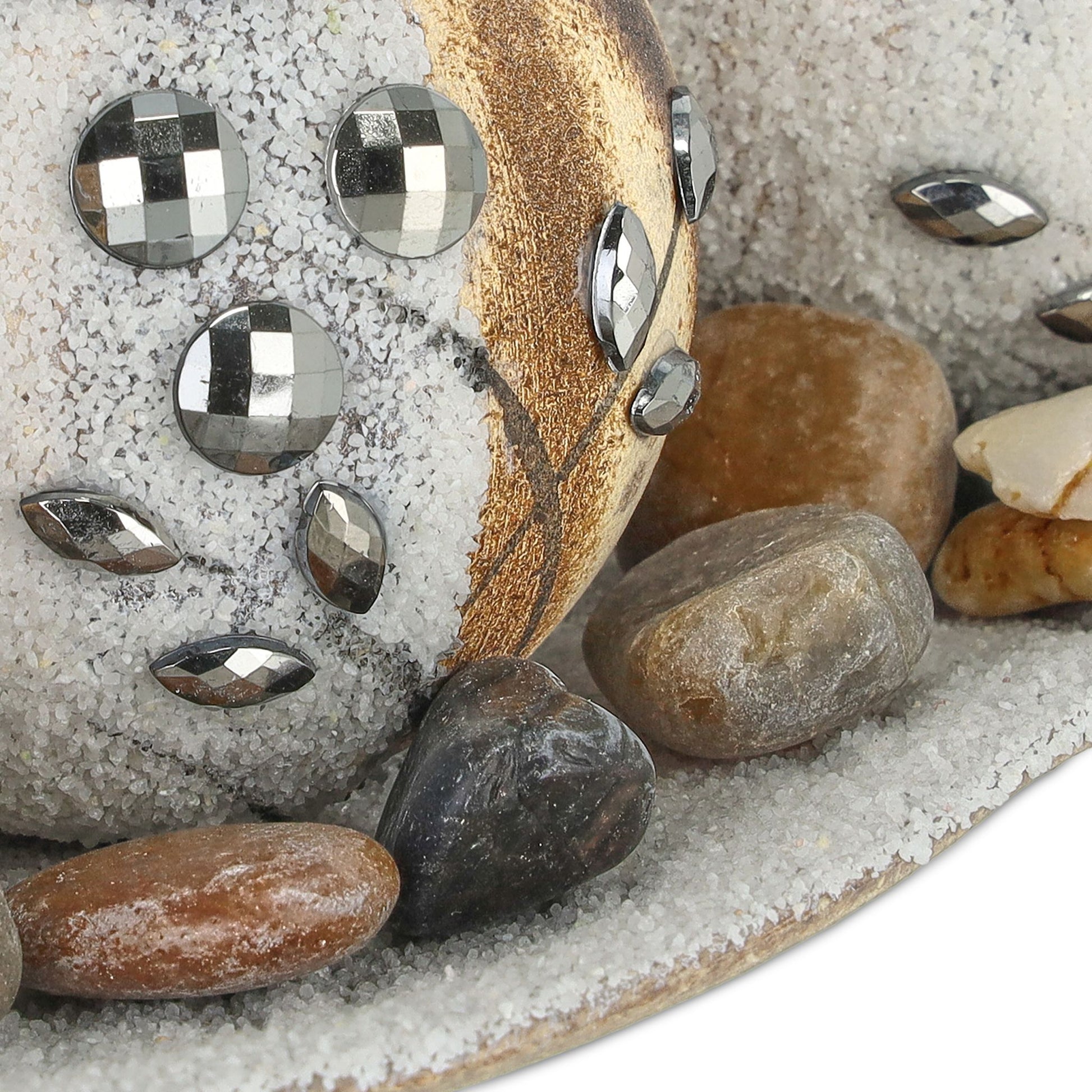 Teelichthalter rund mit Tablett Weiss-Braun von Relaxdays