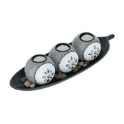 Teelichthalter-Set in Grau & Schwarz Weiss-Schwarz-Grau von Relaxdays