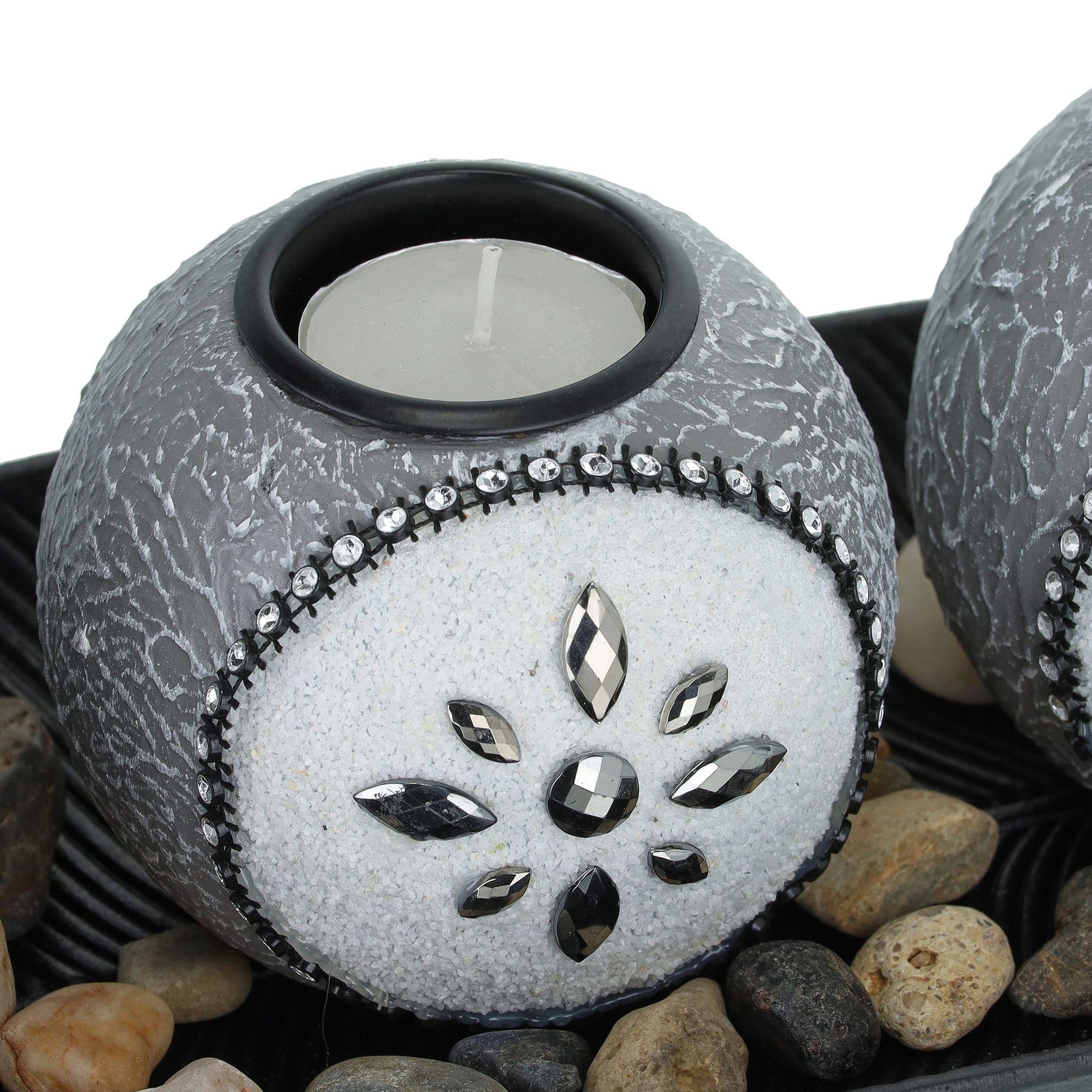 Teelichthalter-Set in Grau & Schwarz Weiss-Schwarz-Grau von Relaxdays