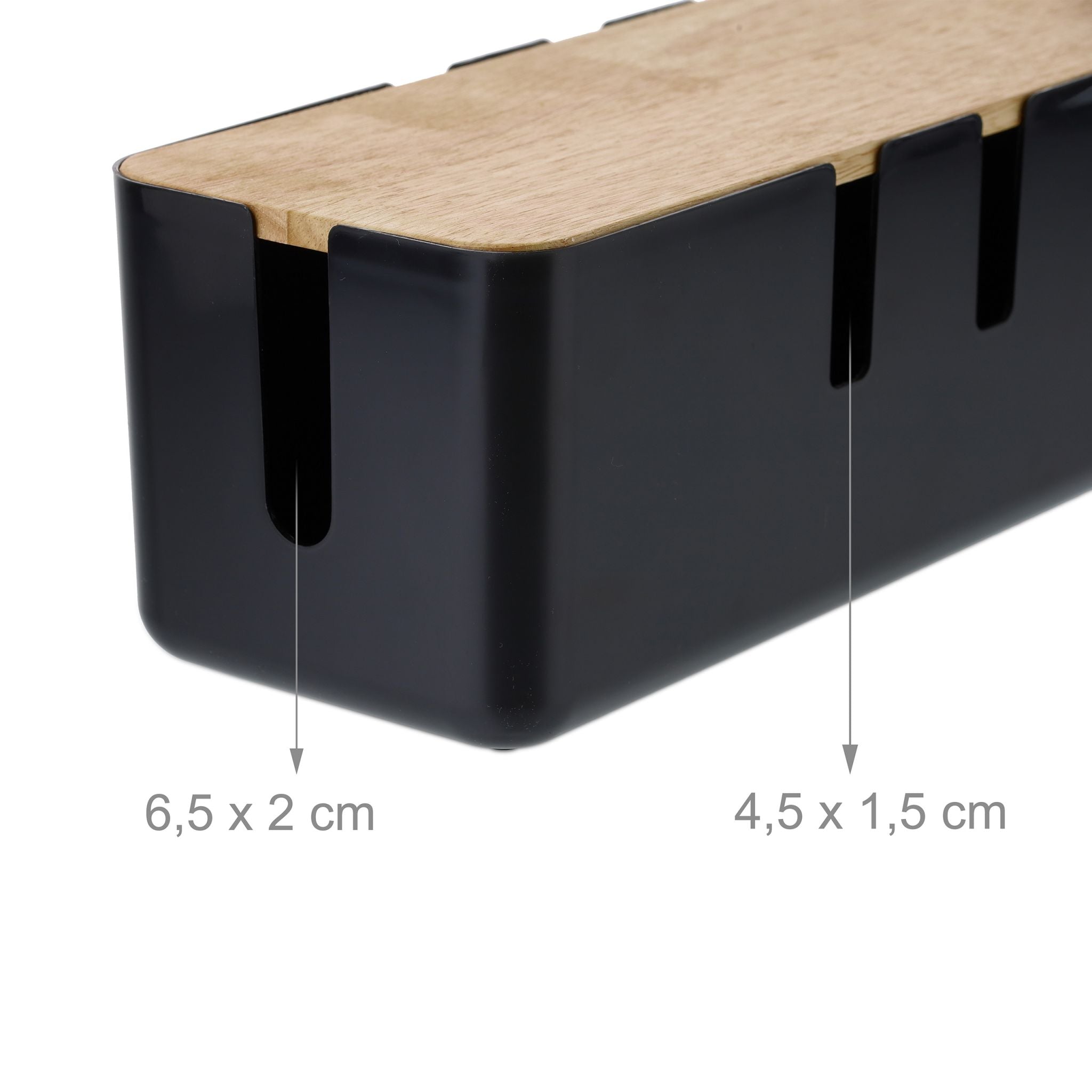 Kabelbox mit Holzdeckel Hellbraun-Schwarz von Relaxdays